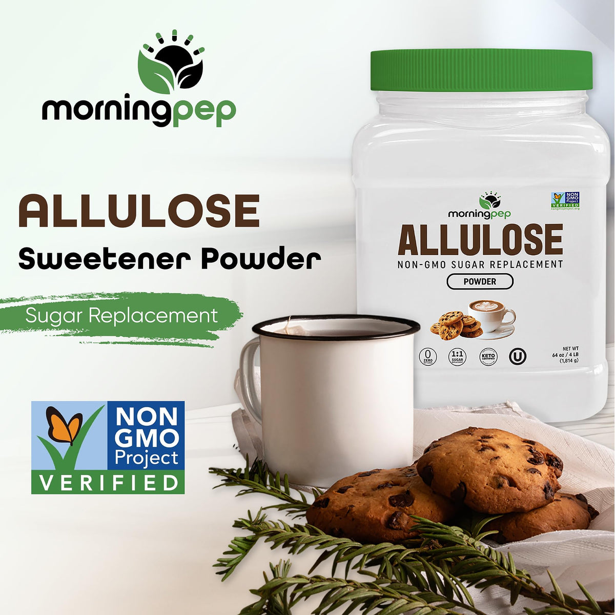 Morning Pep Allulose Sweetener 4 lb – Zero Calorie, Pure, Non-GMO, Keto & Kosher