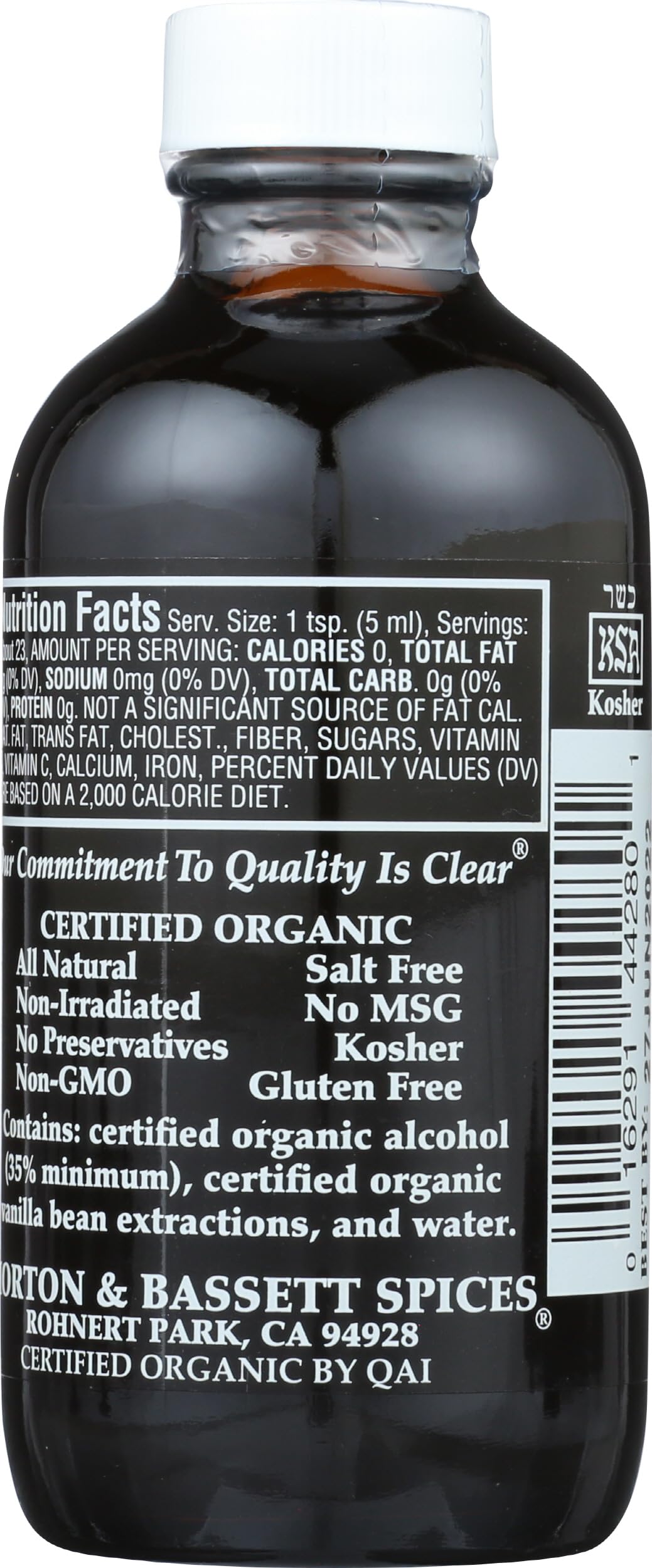 Morton & Bassett Organic Pure Vanilla Extract - Premium Bourbon Vanilla for Baking & Beverages, 4 fl oz