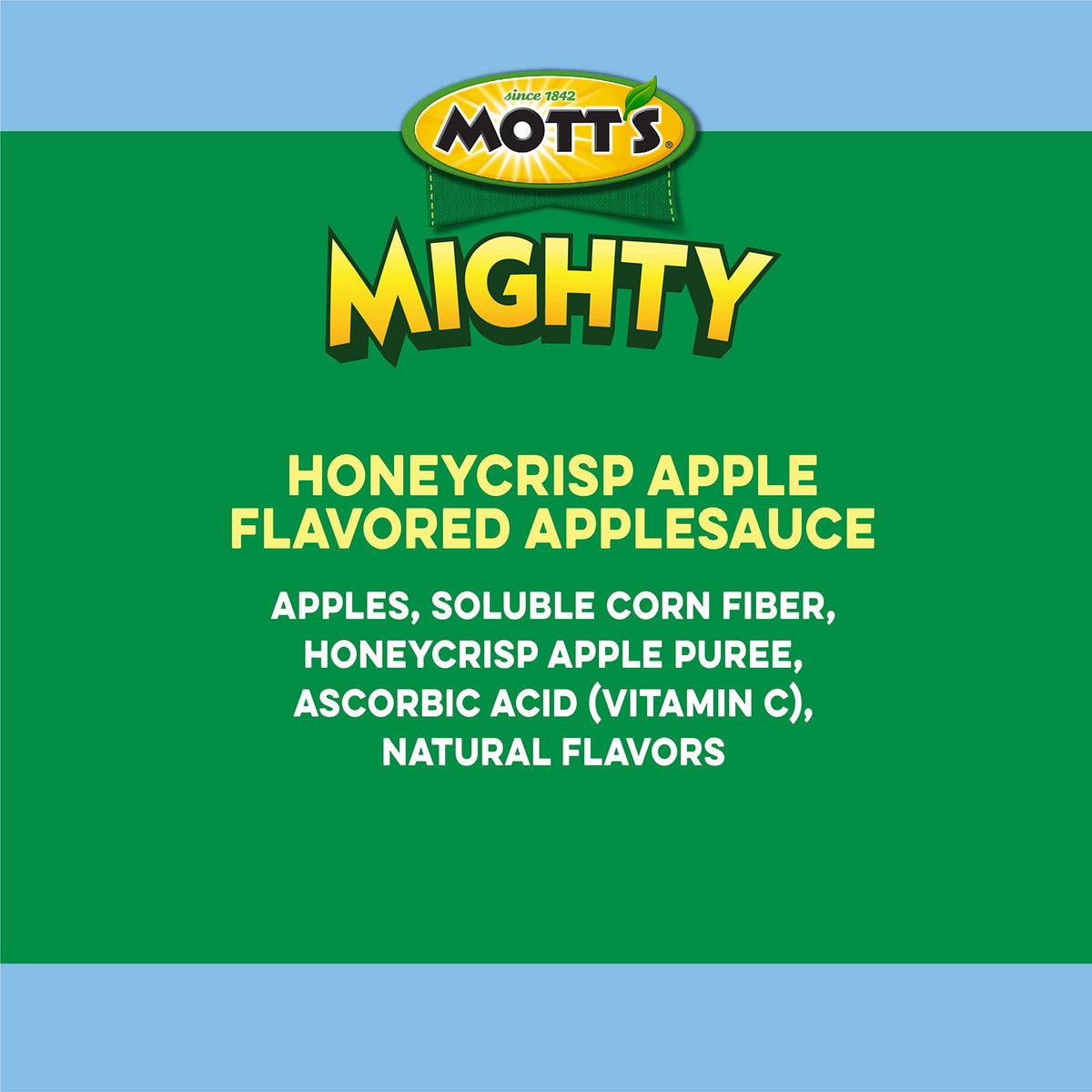Mott's Mighty Honeycrisp Applesauce — No Sugar Added, Fiber, Gluten-Free, Kosher, 3.2 oz Pouches (48 Count)