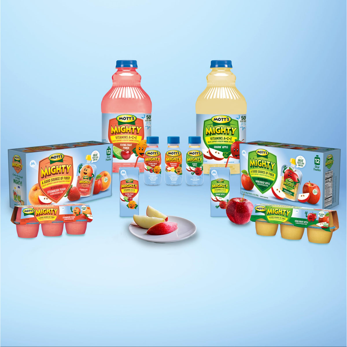 Mott's Mighty Honeycrisp Applesauce — No Sugar Added, Fiber, Gluten-Free, Kosher, 3.2 oz Pouches (48 Count)