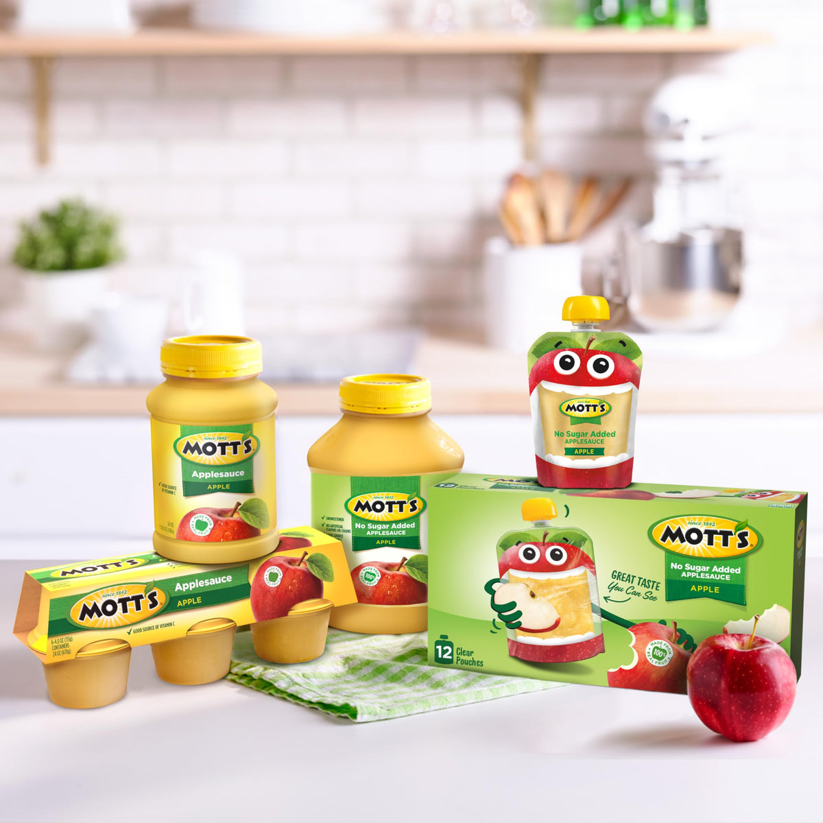 Mott’s No Sugar Added Applesauce Variety Pack – 48 Count (4 Packs of 12)