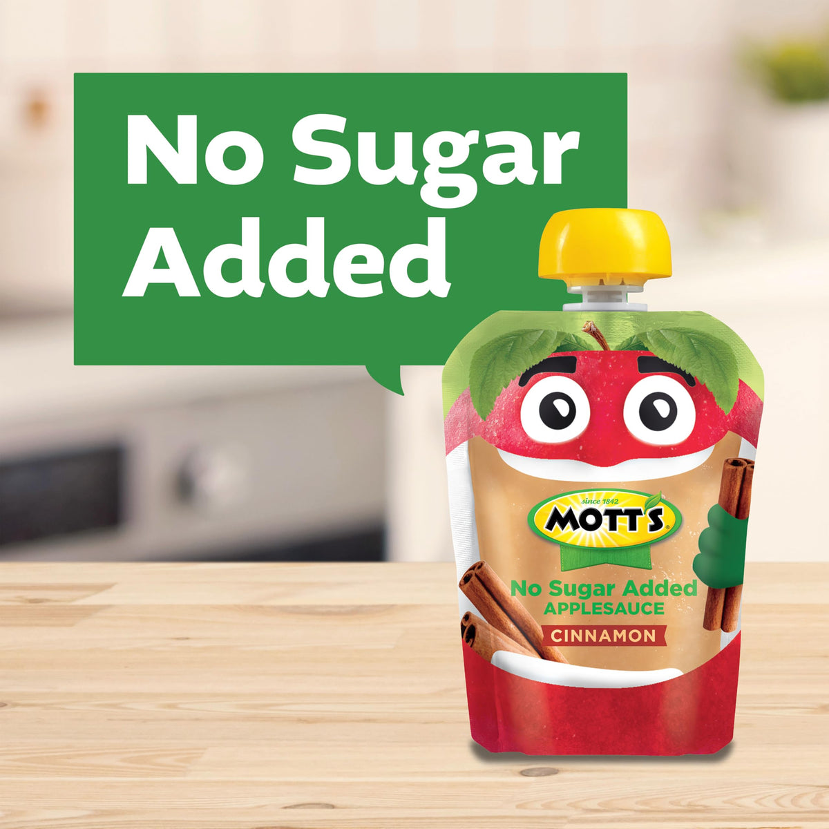 Mott's No Sugar Added Cinnamon Applesauce Pouches – 3.2 oz, 48 Count, No Artificial Flavors