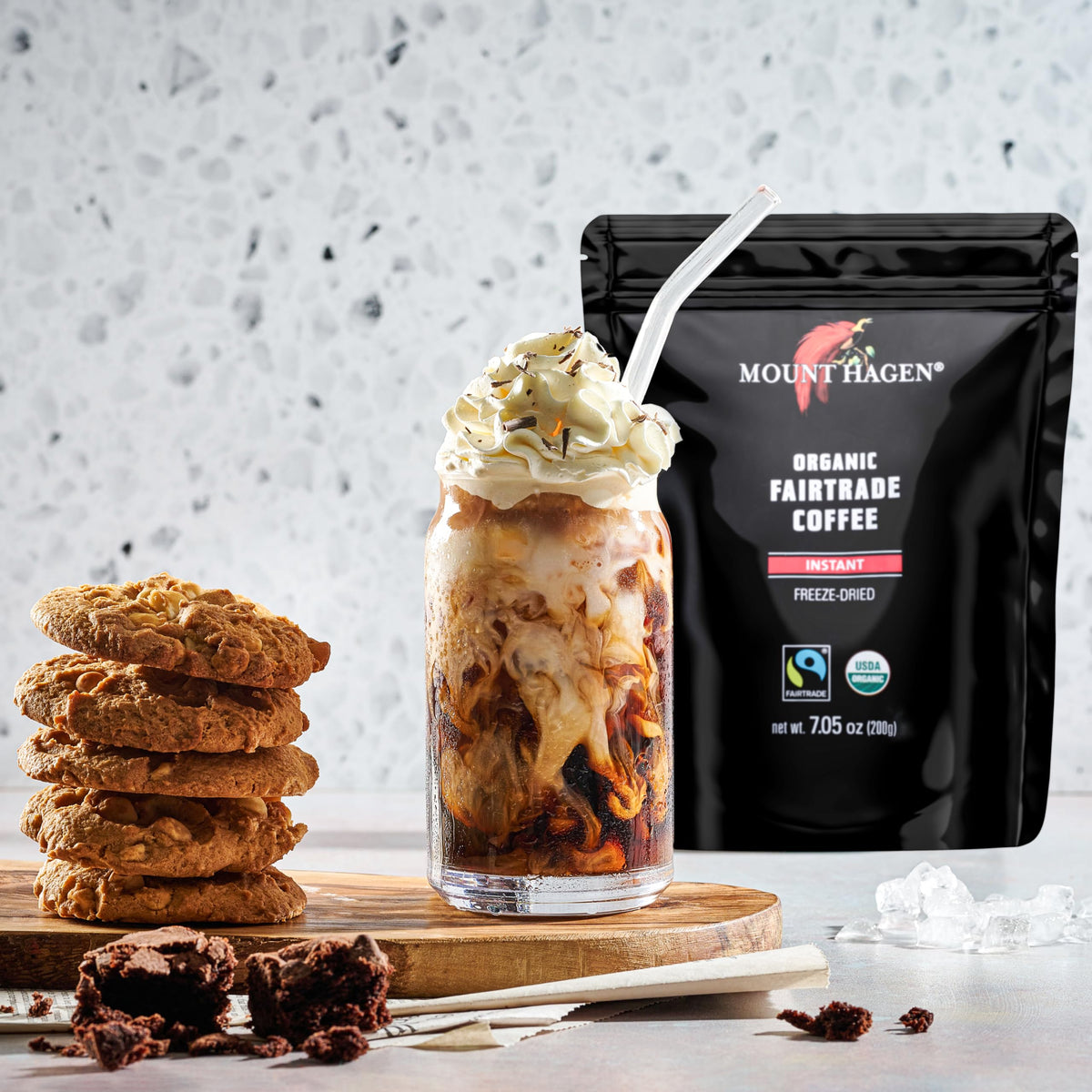 Mount Hagen Organic Freeze-Dried Instant Coffee — Medium Roast Arabica, Fair-Trade & Resealable Pouch