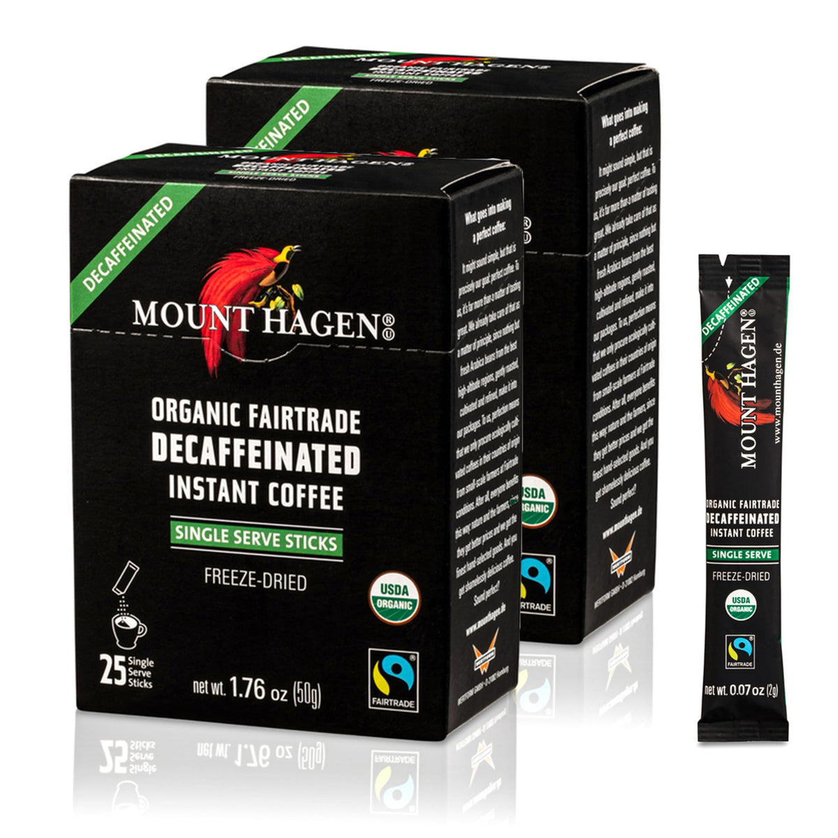 Mount Hagen 25-Count Instant Decaf Packets, 2-Pack — Organic Fair-Trade Arabica