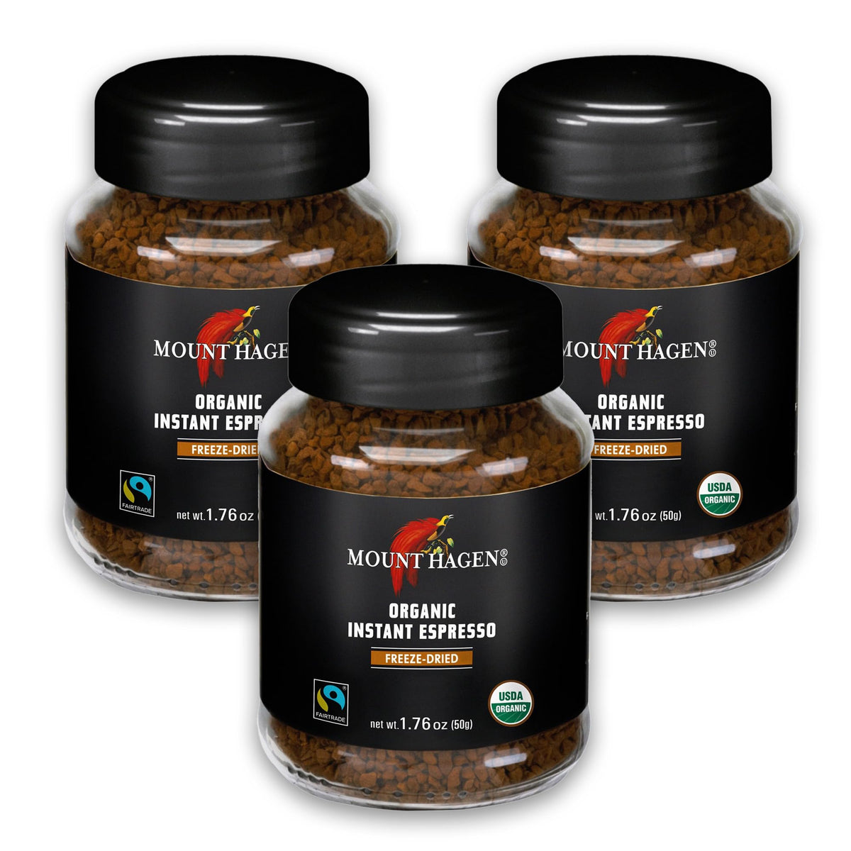 Mount Hagen Instant Espresso Coffee 3-Pack – Organic Fair Trade Freeze-Dried Arabica