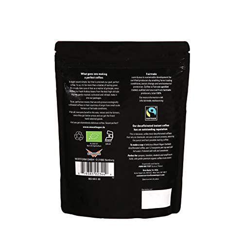 Mount Hagen 7.05oz Organic Freeze-Dried Instant Decaf Coffee – Fair-Trade, Arabica, Resealable Pouch