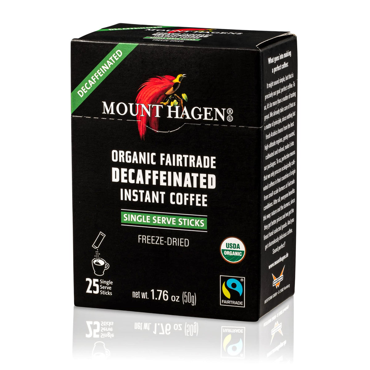 Mount Hagen 25-Count Instant Decaf Packets, 2-Pack — Organic Fair-Trade Arabica