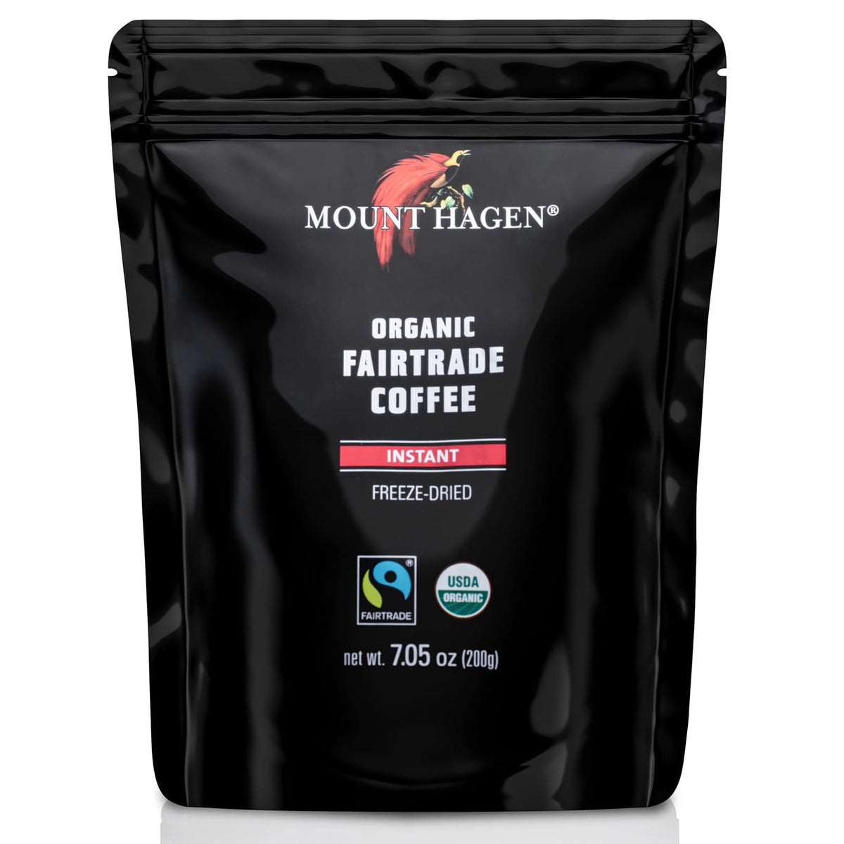 Mount Hagen Organic Freeze-Dried Instant Coffee — Medium Roast Arabica, Fair-Trade & Resealable Pouch