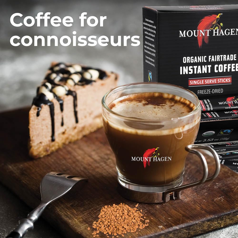 Mount Hagen Dispenser Box – 50 Organic Instant Coffee Packets, Medium Roast
