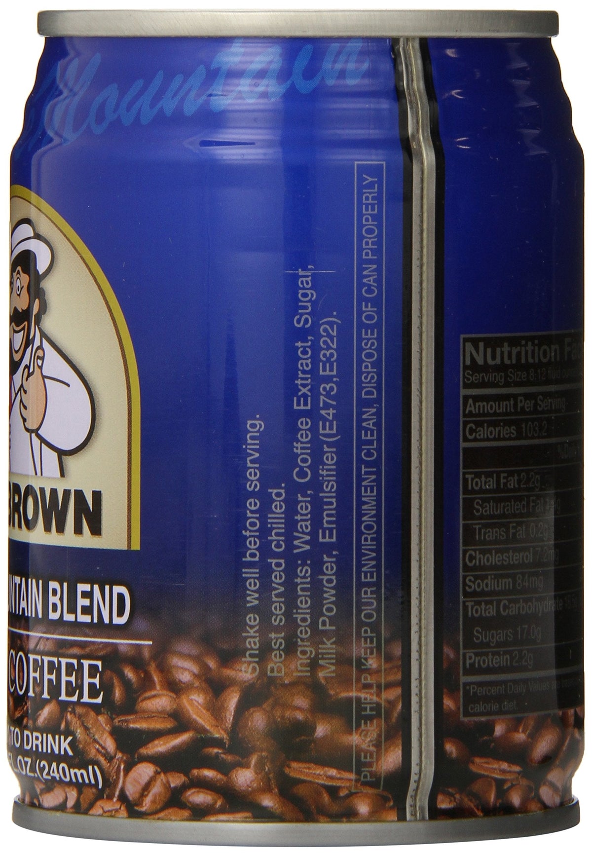 Mr. Brown Iced Coffee – Blue Mountain Flavor, 8.12 oz Cans (24 Pack)