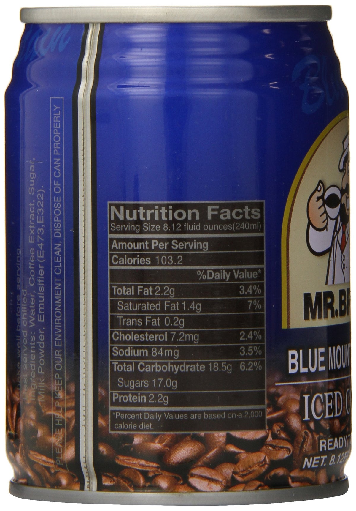 Mr. Brown Iced Coffee – Blue Mountain Flavor, 8.12 oz Cans (24 Pack)