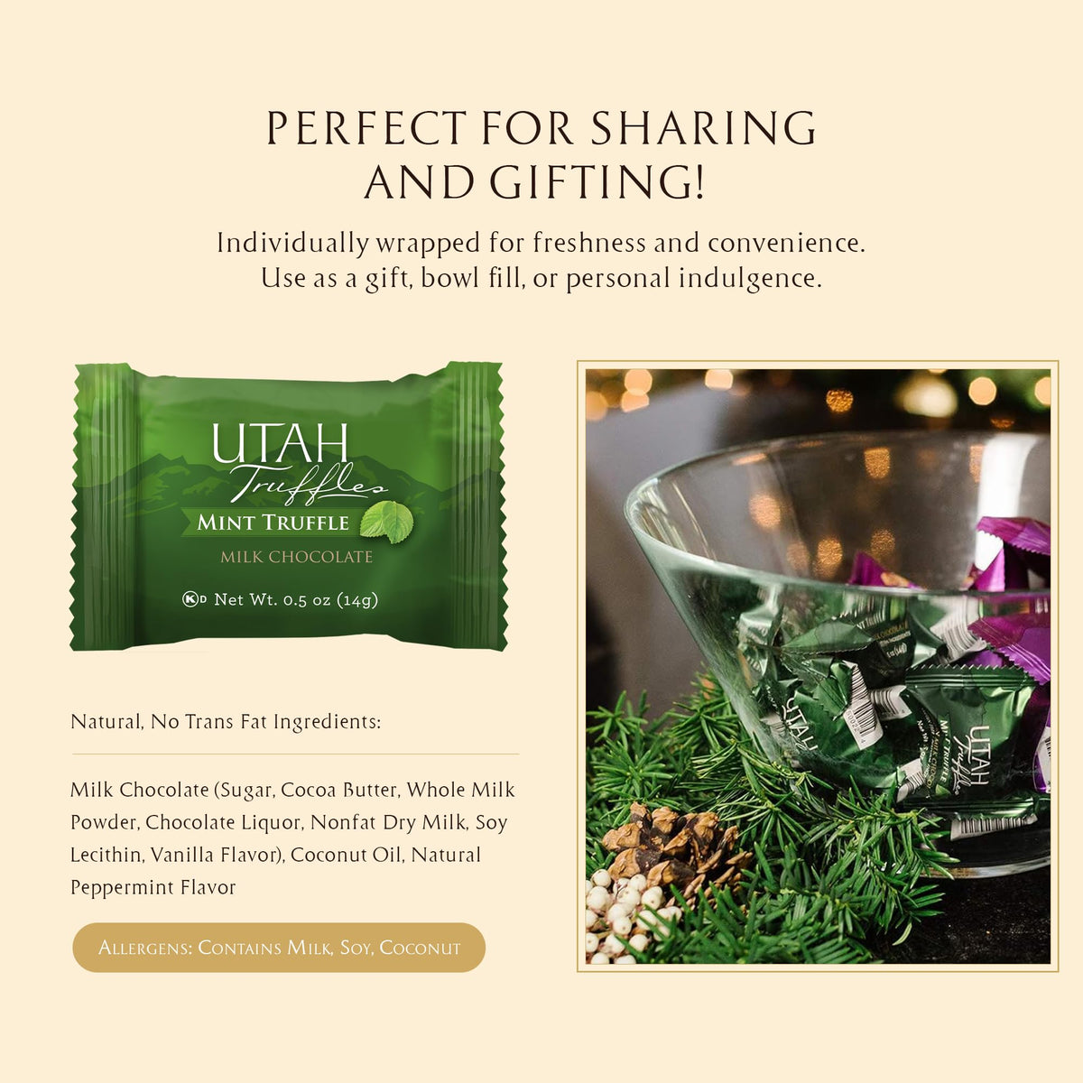 Mrs. Call's Utah Truffles – Belgian Milk Chocolate Mint, Gluten Free, 16 oz (Pack of 2)