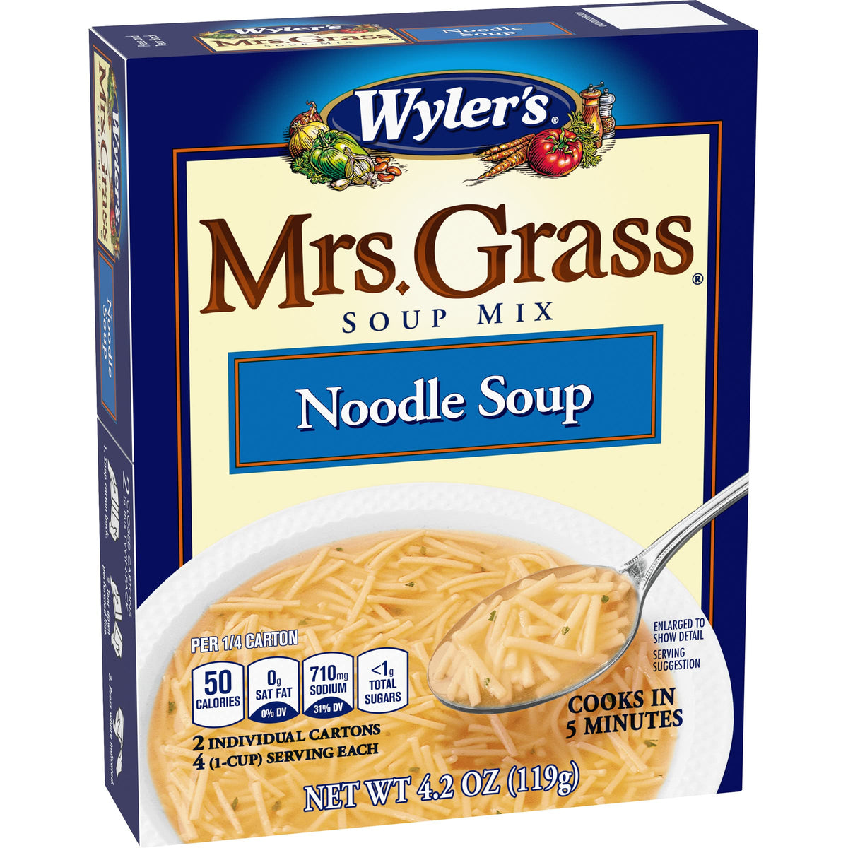 Mrs. Grass Noodle Soup Mix – Real Egg Noodles & Chicken Broth, 4.2 oz (Pack of 12)