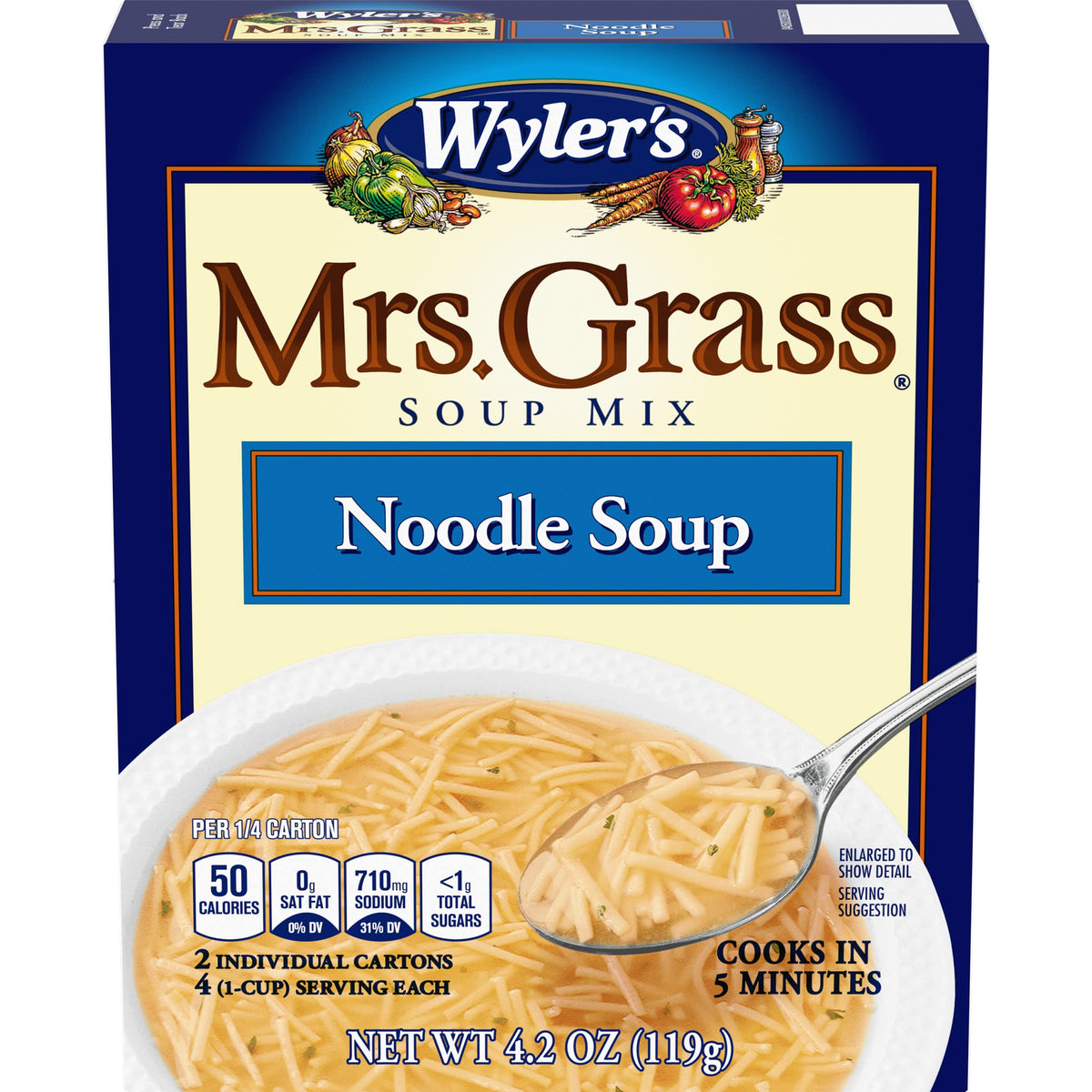 Mrs. Grass Noodle Soup Mix – Real Egg Noodles & Chicken Broth, 4.2 oz (Pack of 12)