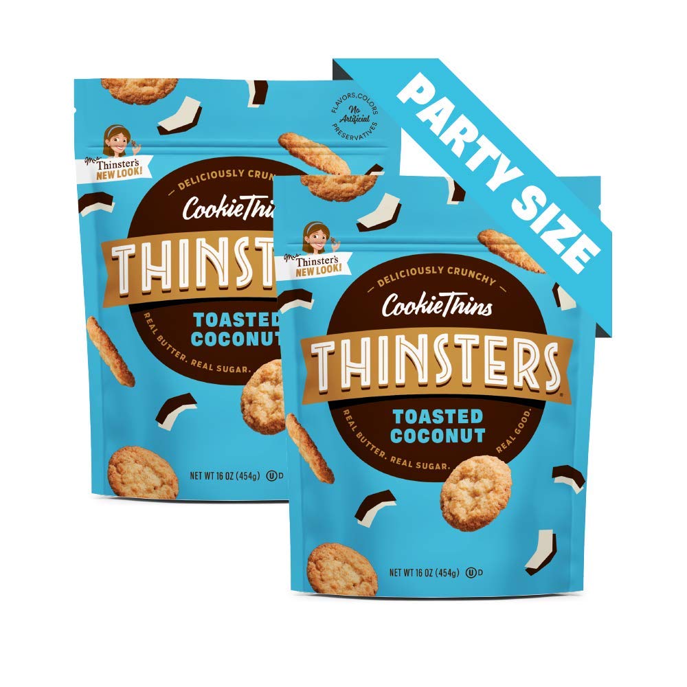 Mrs. Thinsters Toasted Coconut Cookie Thins – 16oz (2-pack), Non-GMO, Peanut Free