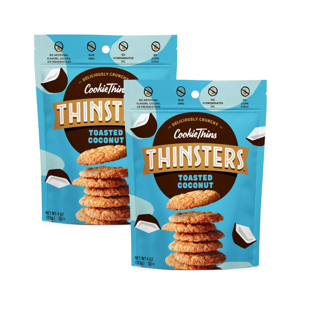 Mrs. Thinsters Toasted Coconut Cookie Thins – 16oz (2-pack), Non-GMO, Peanut Free