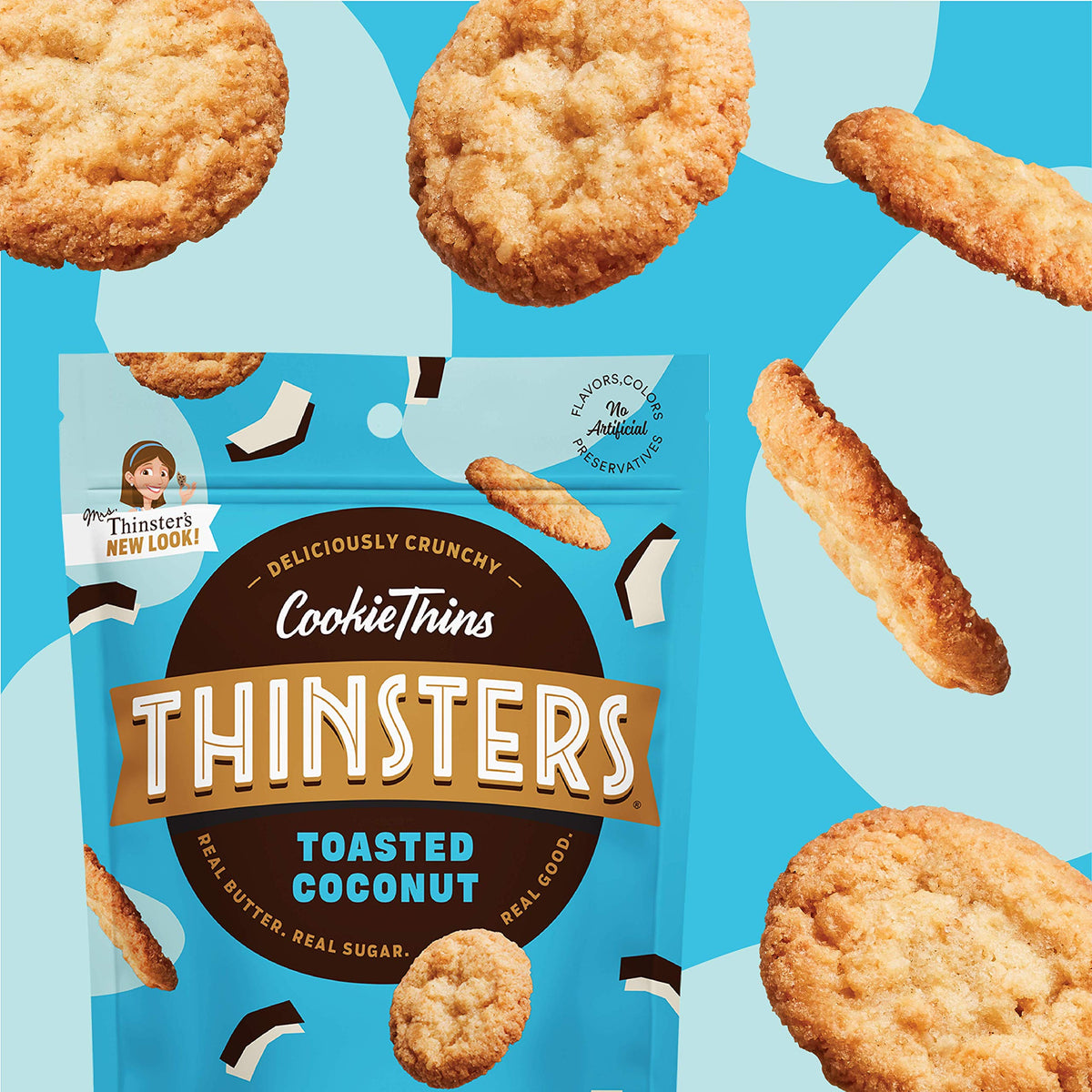 Mrs. Thinsters Thins Toasted Coconut Cookies – Non-GMO, 4 oz, Pack of 12