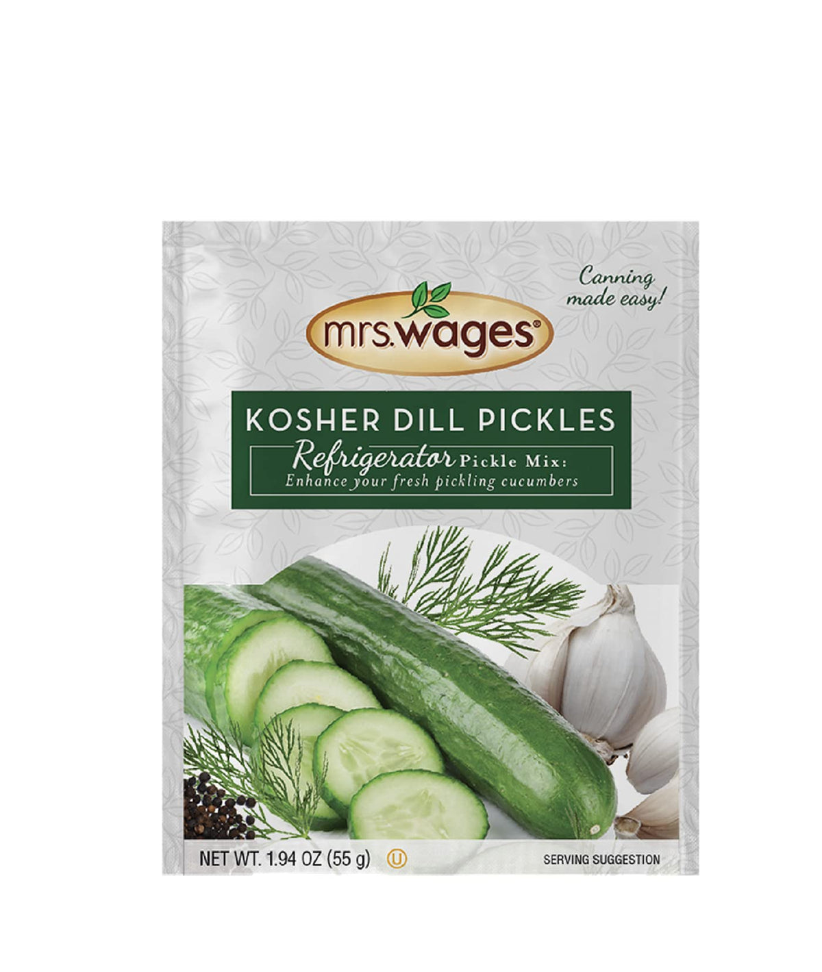 Mrs. Wages Kosher Dill Pickles Refrigerator Mix | 12-Pack 1.94 oz Pouches | Quick & Easy