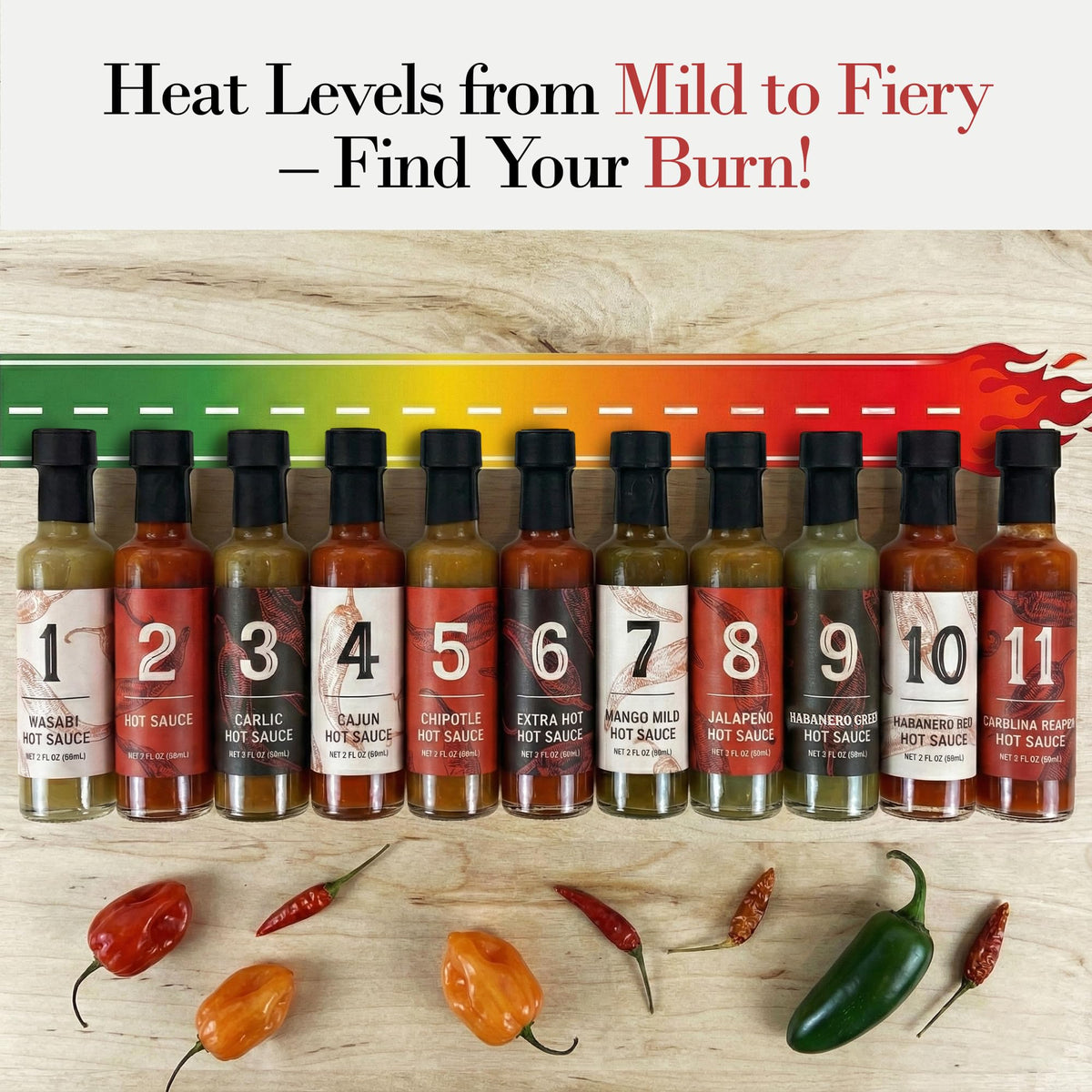 MSRF 11-Bottle Hot Sauce Variety Pack – Habanero, Chipotle & More