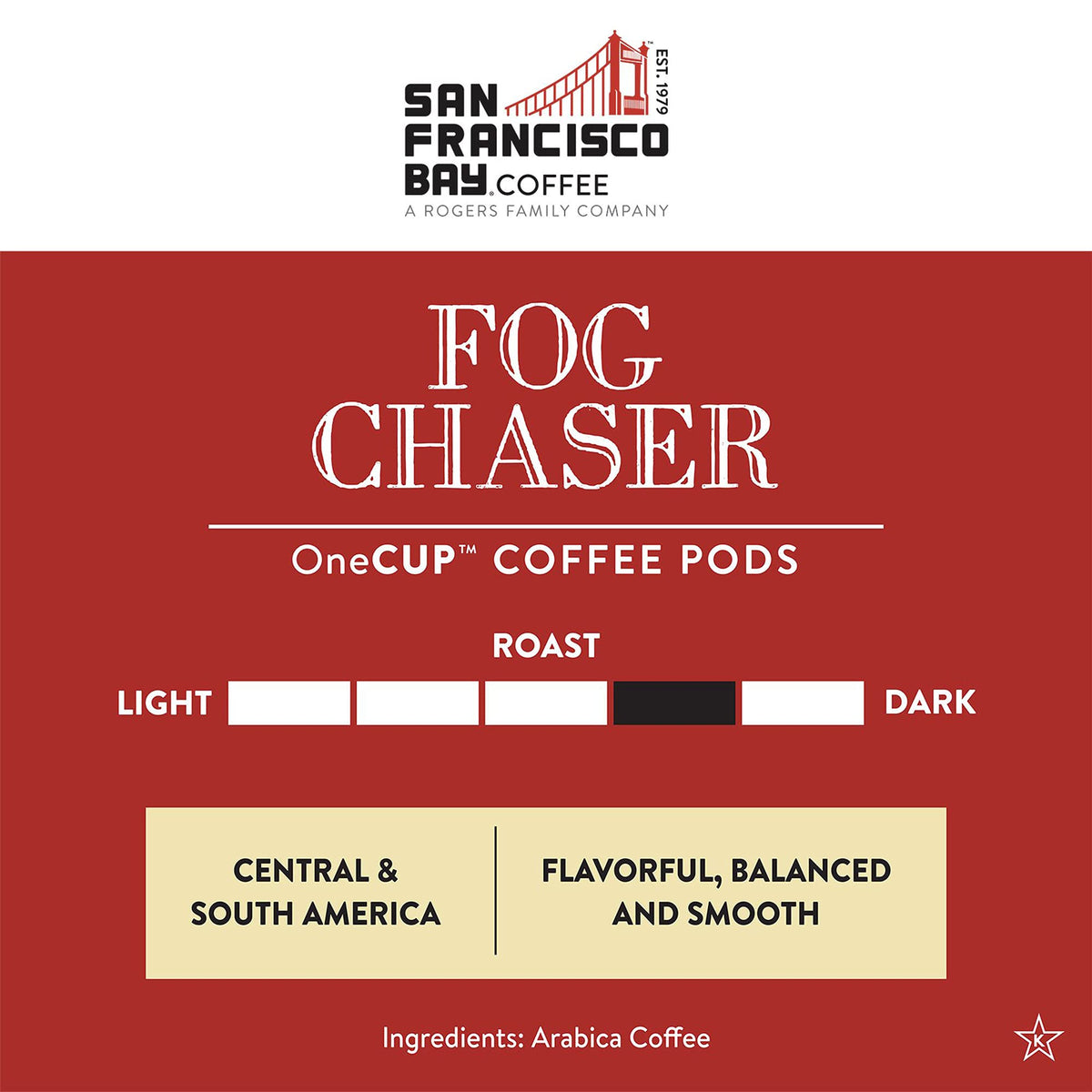 SF Bay Fog Chaser OneCup Pods – 72-Count, Compostable, Medium-Dark Arabica, Keurig Compatible | Mugs N Coffee