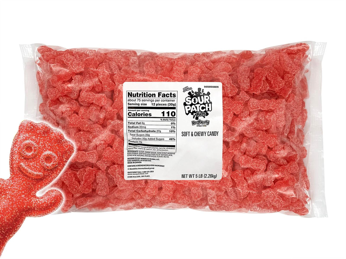 Munchique Redberry Sour Gummies – Bulk 5 lb Bag | Kid-Shaped Chewy Candy for Parties & Buffets