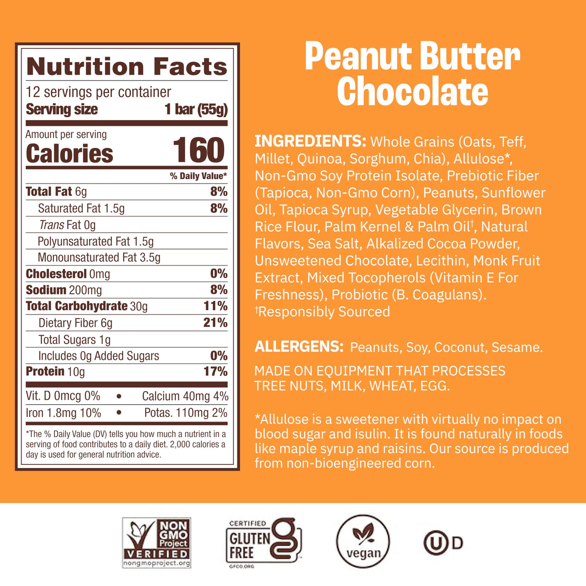Munk Pack Peanut Butter Probiotic Protein Bars – 10g Plant Protein, 1g Sugar, 6g Fiber | Gluten-Free, Non-GMO Breakfast Bars (12 Count)
