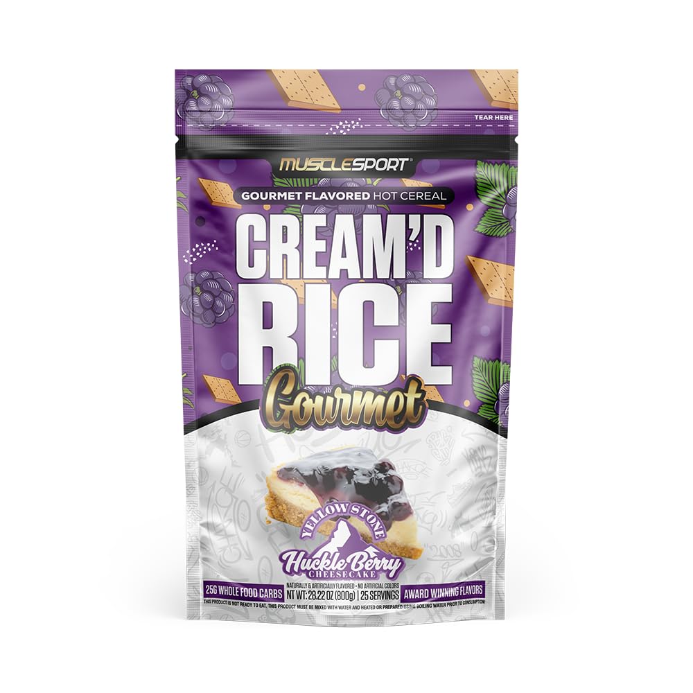 Musclesport Cream'd Rice Gourmet – Hot Rice Cereal with Premium Flavor Inclusions | 25 Servings (Huckleberry Cheese)
