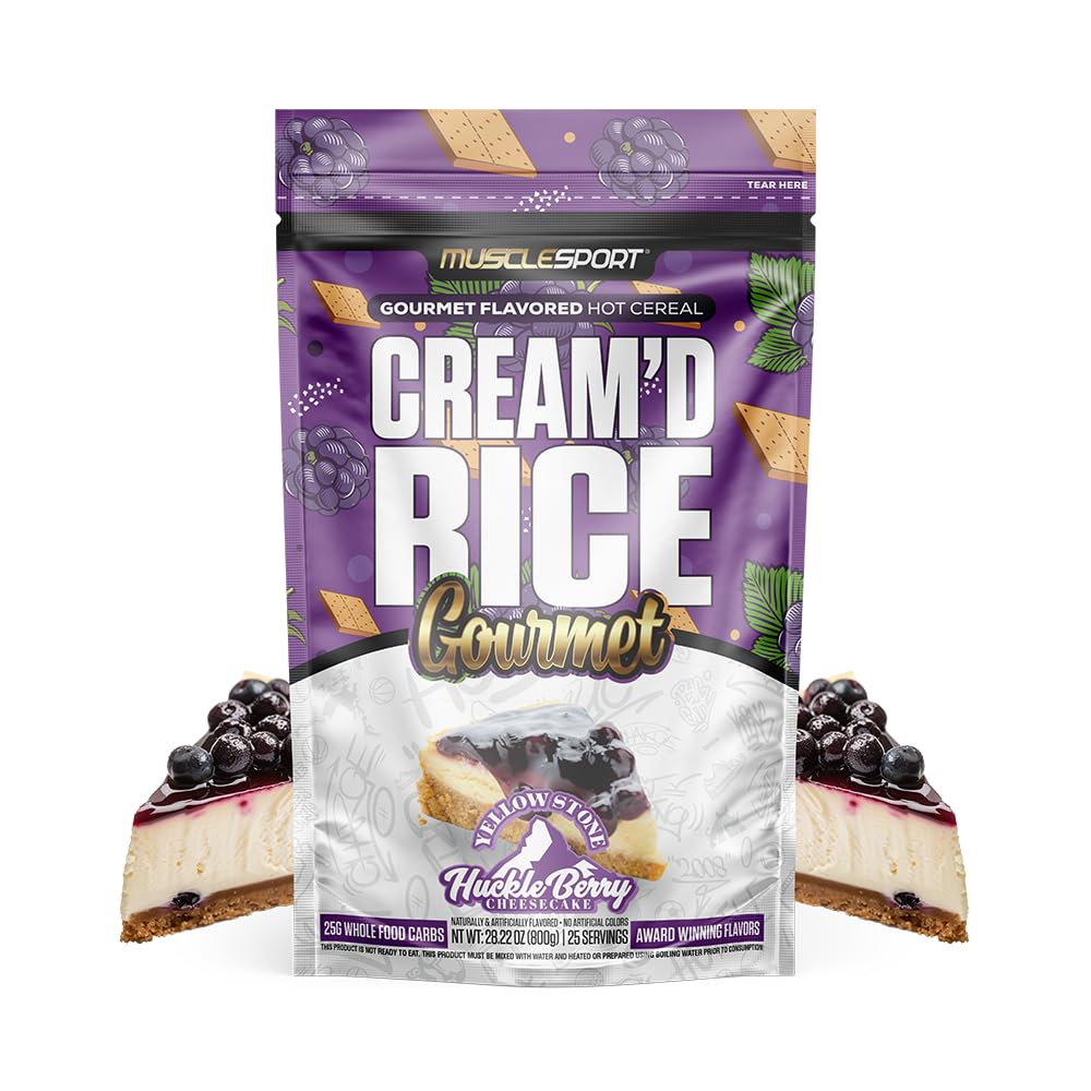 Musclesport Cream'd Rice Gourmet – Hot Rice Cereal with Premium Flavor Inclusions | 25 Servings (Huckleberry Cheese)