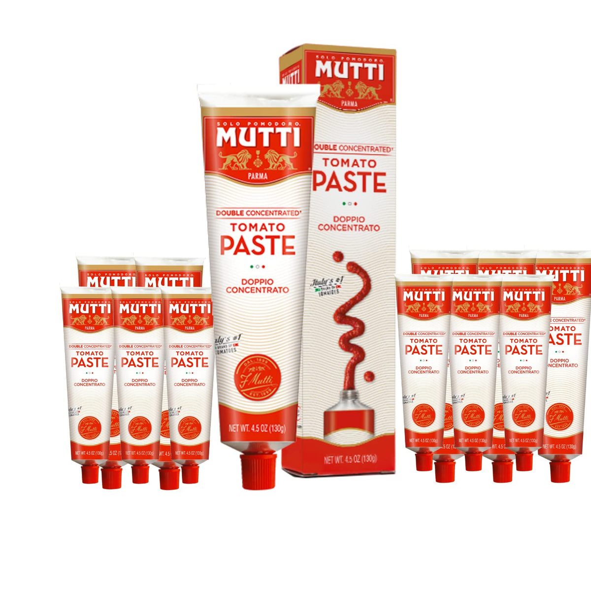 Mutti Double Concentrated Tomato Paste (Doppio Concentrato) – 4.5 oz Tube | 12 Pack | Italy’s #1 Tomato Brand | Vegan & Gluten Free