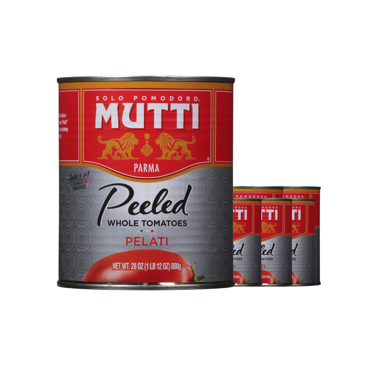 Mutti Whole Peeled Tomatoes Pelati – 28 oz, 6 Pack | Fresh Italian Canned Tomatoes