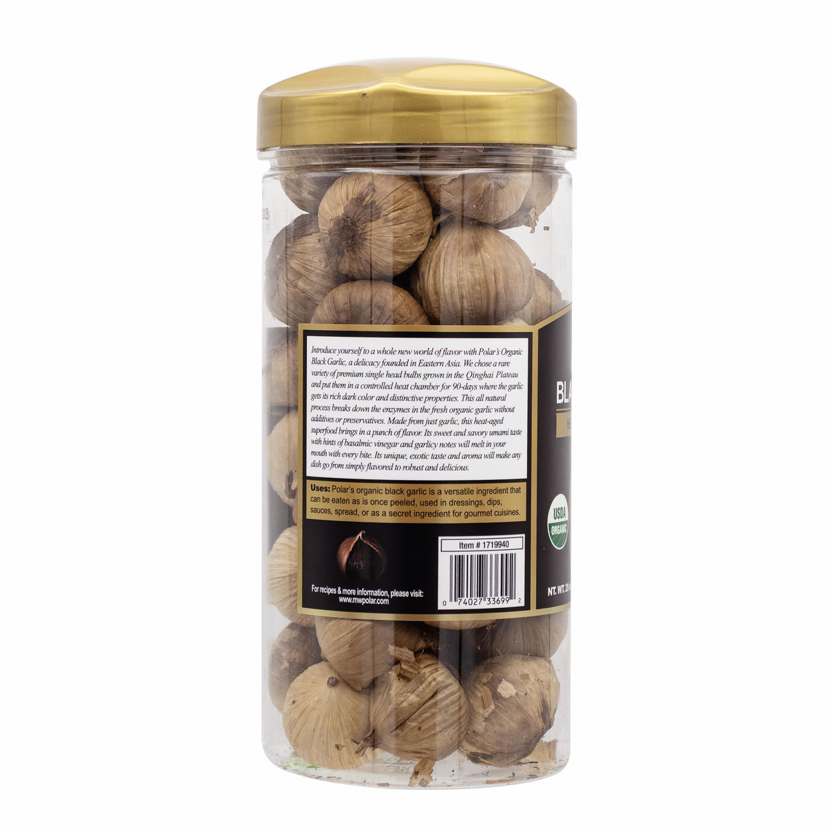 MW Polar USDA Organic Black Garlic 20 oz — Whole Bulbs, Easy Peel, Kosher Friendly