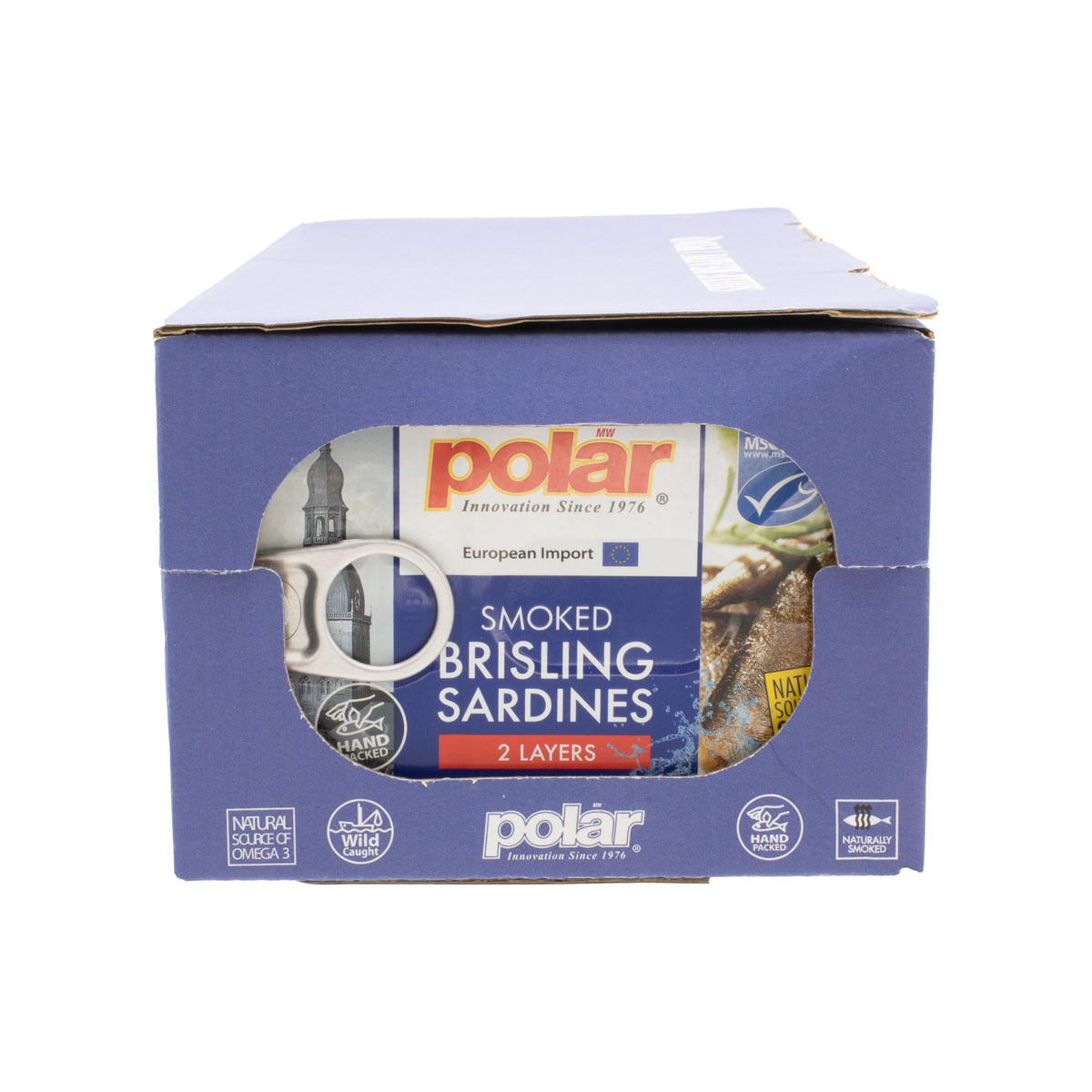 MW Polar Smoked Brisling Sardines in Spring Water – Wild-Caught, 3.52 oz Can (Pack of 12)