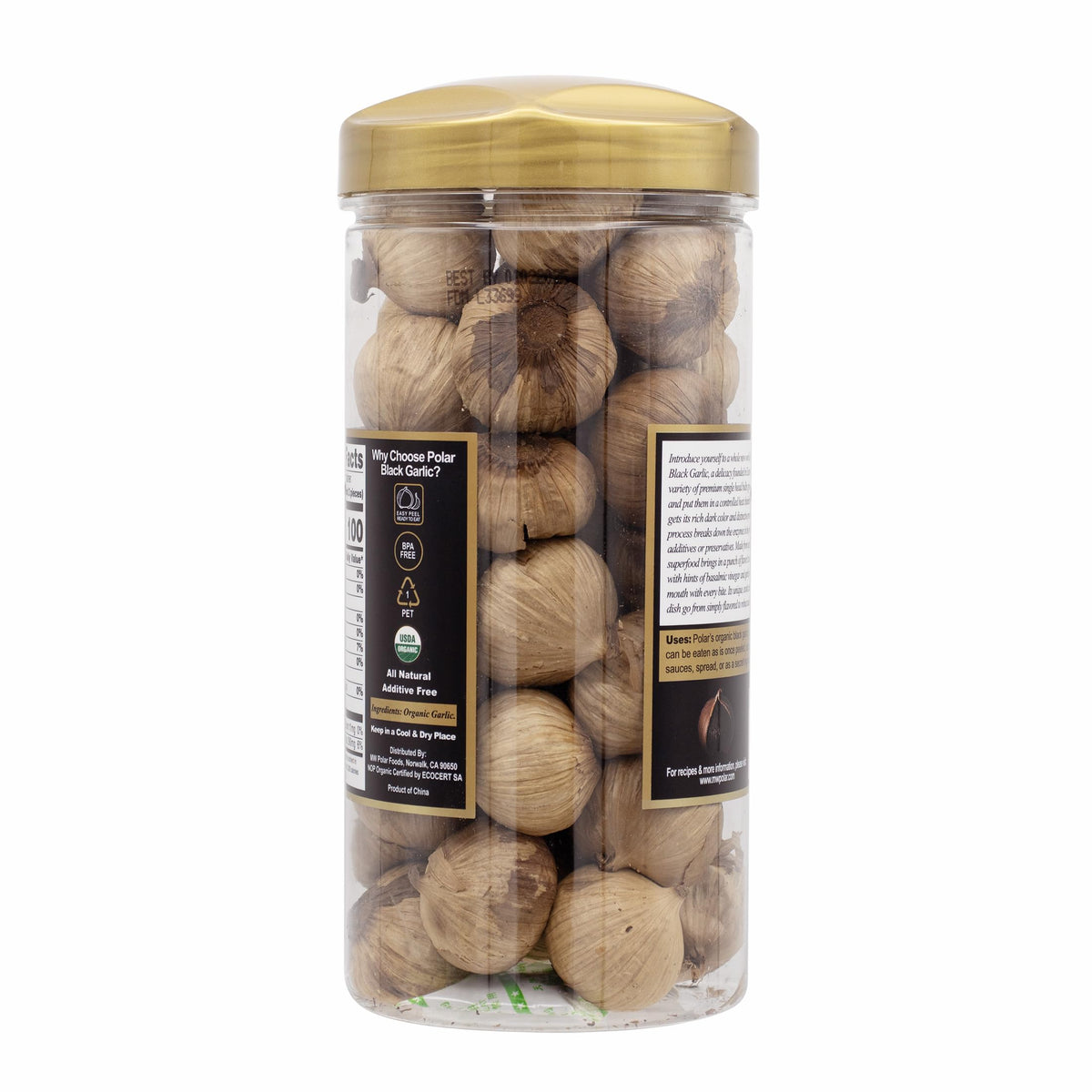 MW Polar USDA Organic Black Garlic 20 oz — Whole Bulbs, Easy Peel, Kosher Friendly