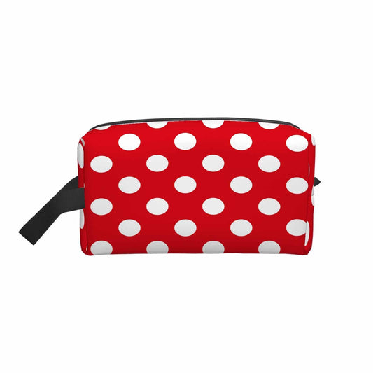 Mxocom Polka Dots White and Red Pattern Small Makeup Bag for Purse Colorful Background Travel Cosmetic Bag Makeup Pouch Portable Versatile Zipper Pouch for Women