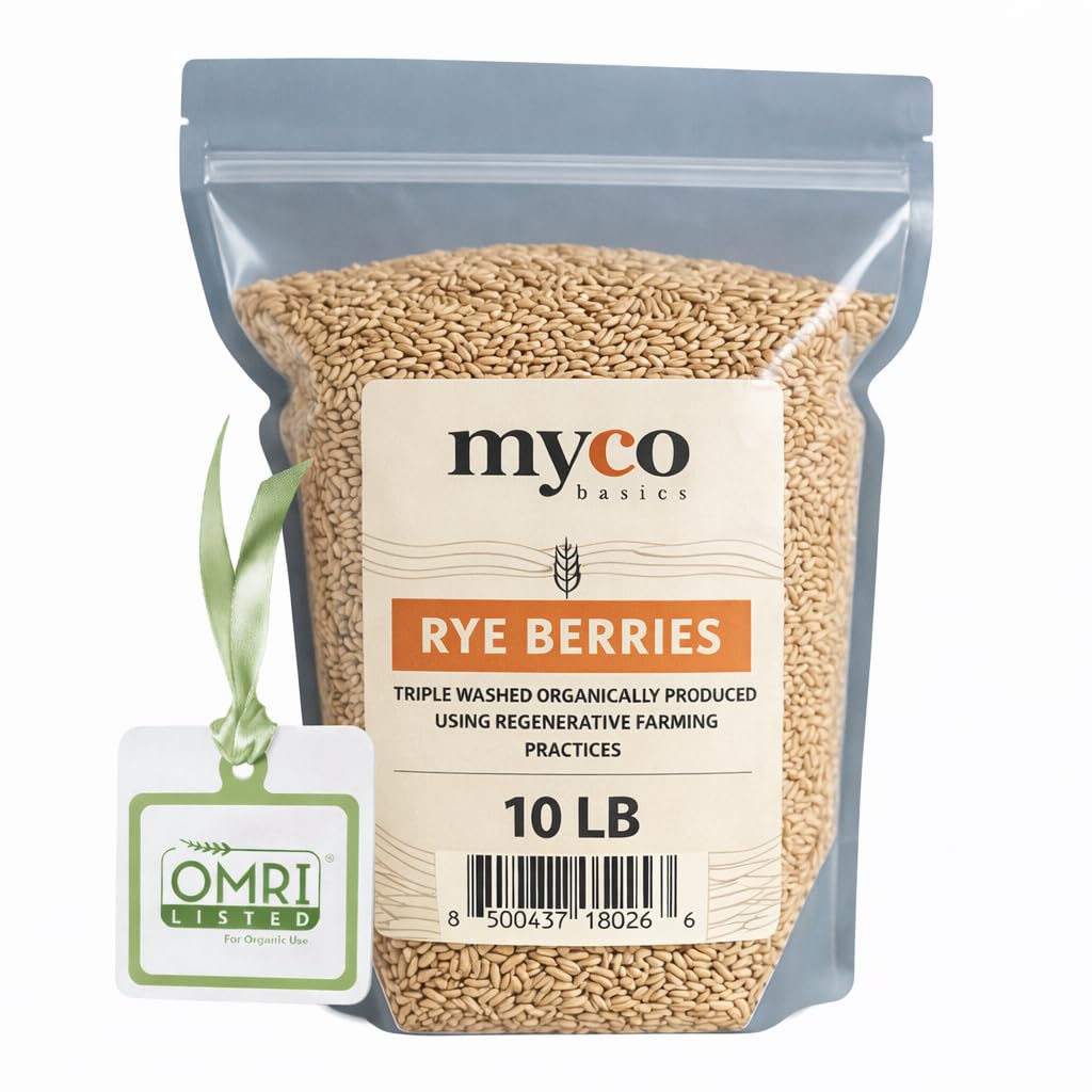 Bulk Rye Berries 10 lb | Organic, Triple-Washed, Non-GMO | Mycology Basics