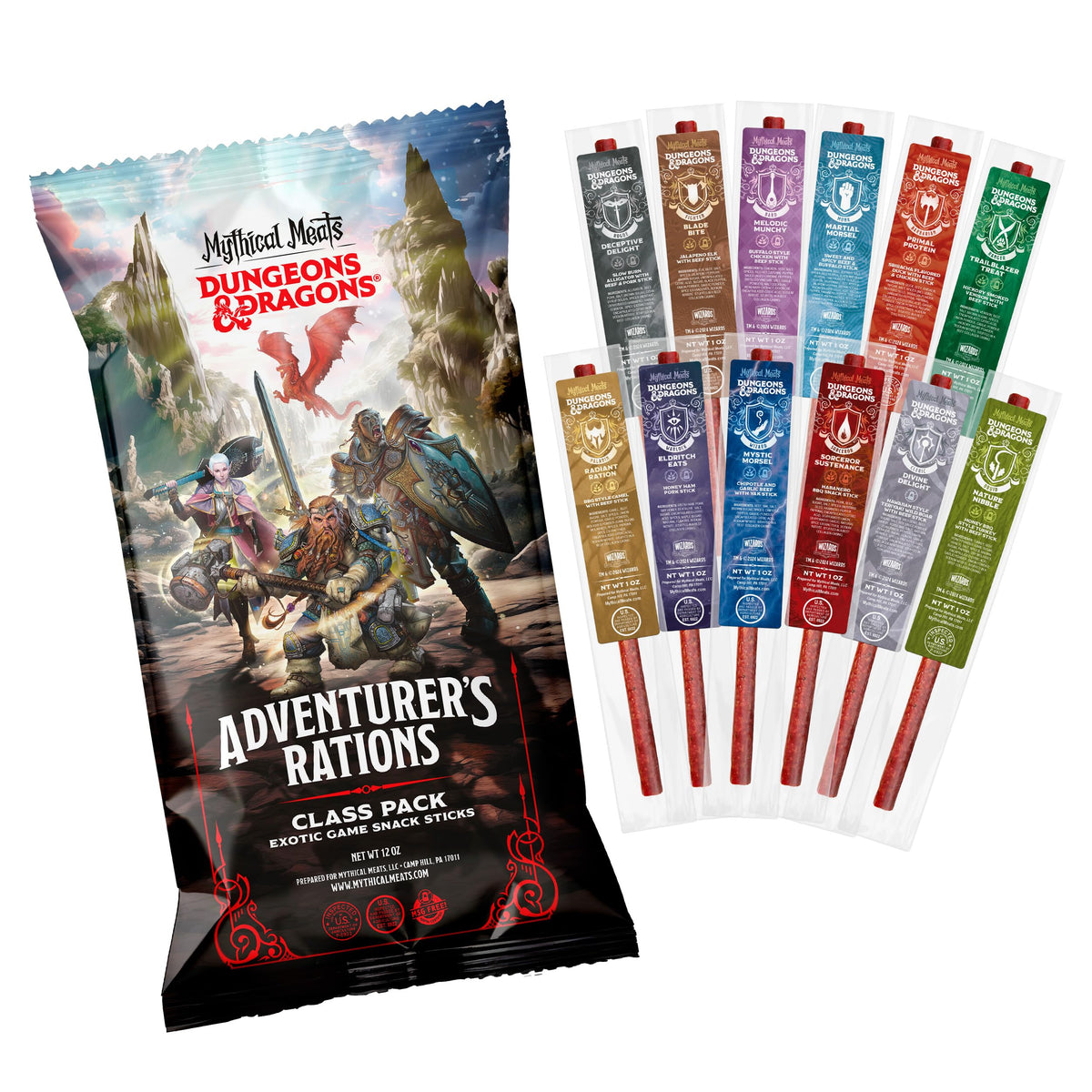 Mythical Meats Beef Jerky Snack Packs – Exotic Variety 12-Pack | High Protein, Low Sugar, Keto, MSG Free