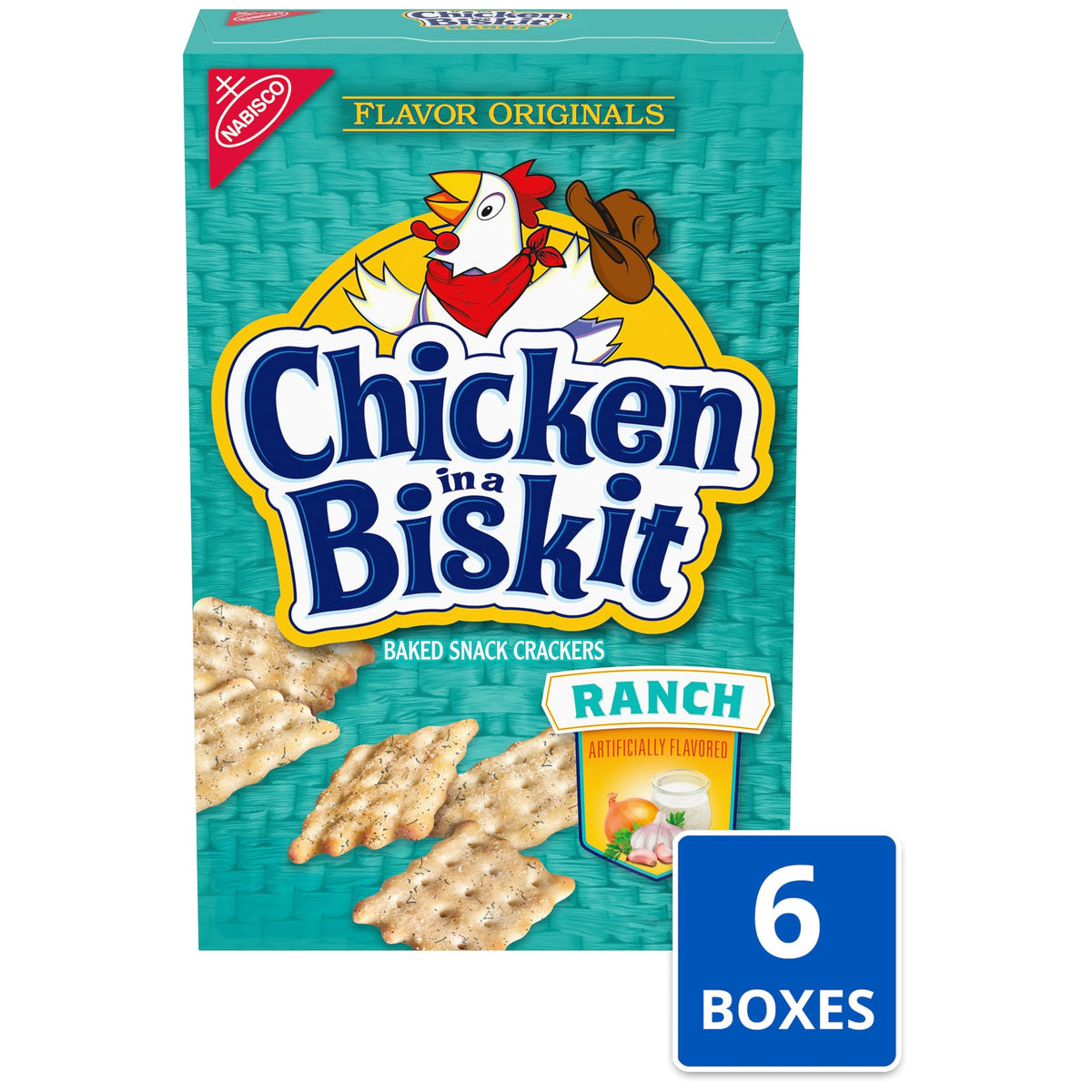 NABISCO Chicken in a Biskit Ranch Baked Snack Crackers – Bulk 6 x 7.5 oz Boxes