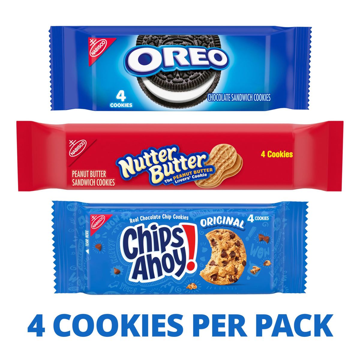 Nabisco Cookies Variety Pack – OREO, Nutter Butter & CHIPS AHOY! | 40 Snack Packs