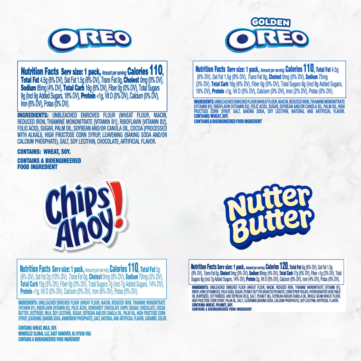 Nabisco OREO Original & Golden, CHIPS AHOY!, & Nutter Butter Variety Pack – 56 Snack Packs