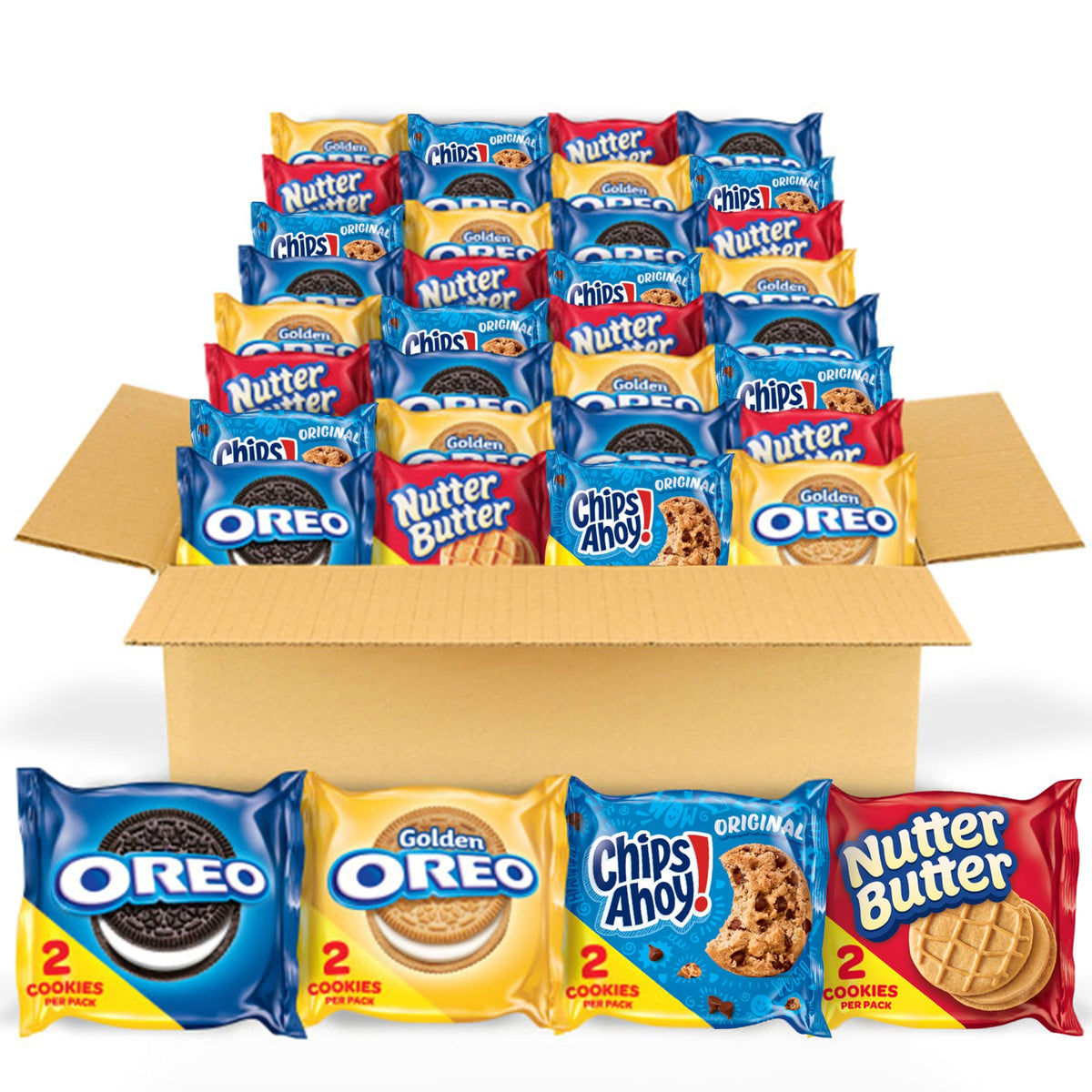 Nabisco OREO Original & Golden, CHIPS AHOY!, & Nutter Butter Variety Pack – 56 Snack Packs