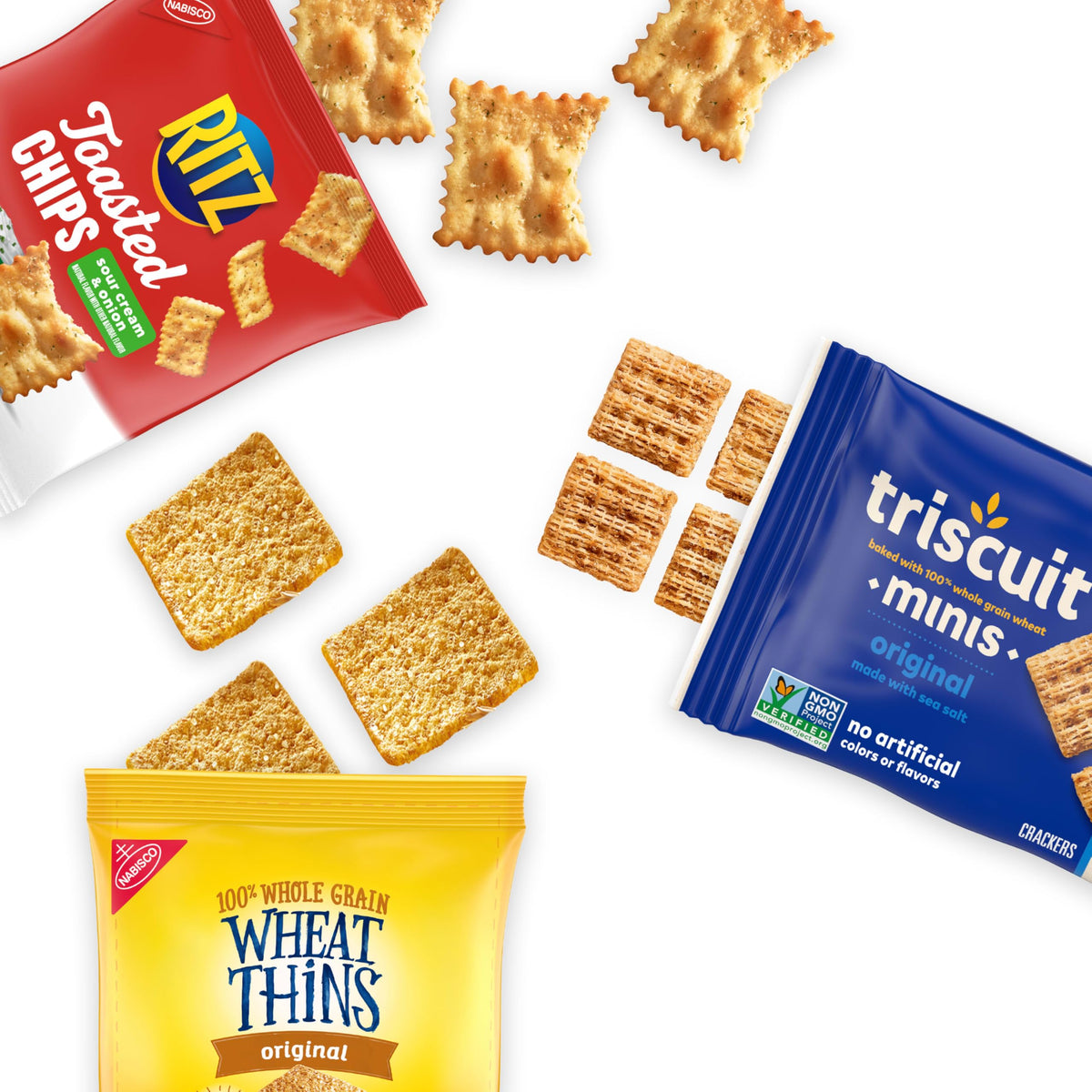 Nabisco Cracker Variety Pack – 40 Snack Packs with RITZ Toasted Chips, Wheat Thins, Triscuit Minis