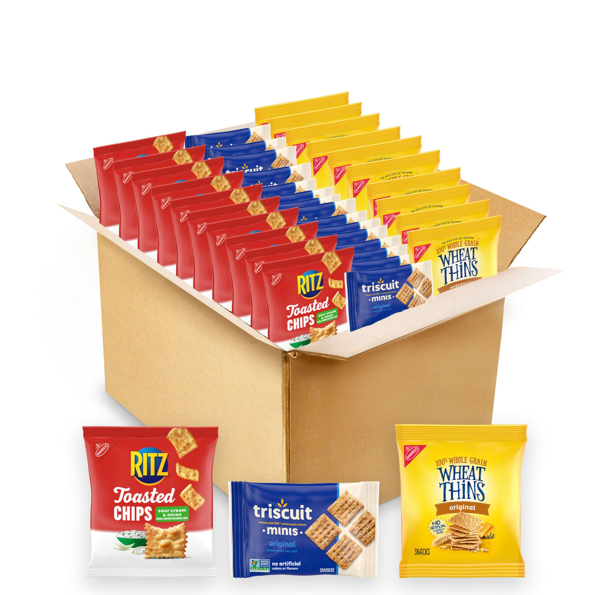 Nabisco Cracker Variety Pack – 40 Snack Packs with RITZ Toasted Chips, Wheat Thins, Triscuit Minis