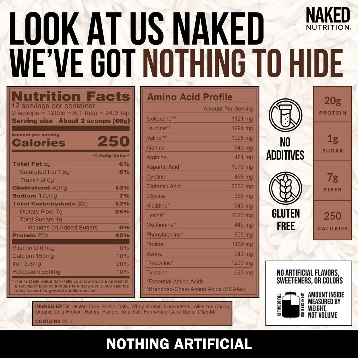 NAKED Oats Double Chocolate Overnight Oats – 20g Grass-Fed Protein, Gluten-Free