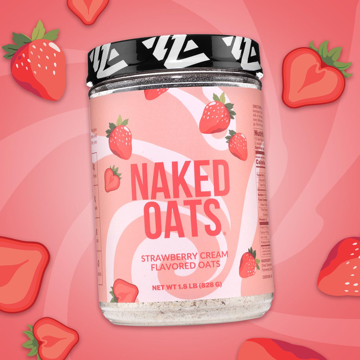 NAKED Oats Strawberry Cream Overnight Oats – 20g Grass-Fed Protein, Gluten-Free, Non-GMO, No Soy, 12 Servings
