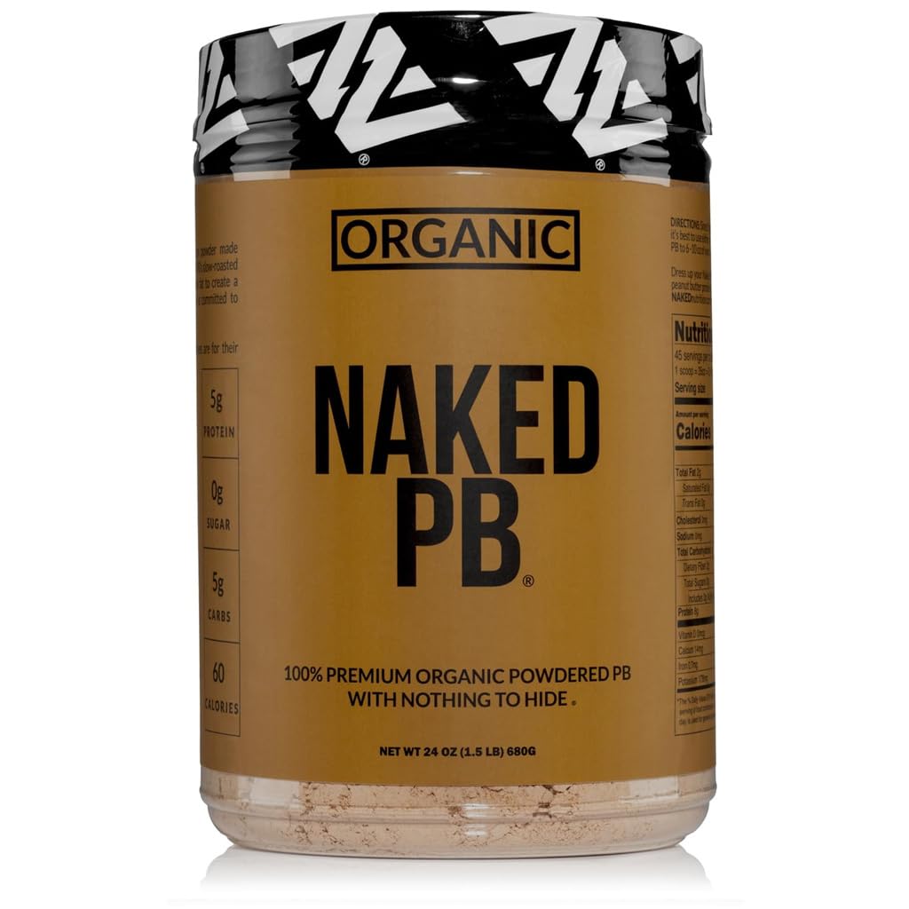 NAKED Organic Powdered Peanut Butter – 1 Ingredient, No Salt or Sugar, USA Made, 45 Servings