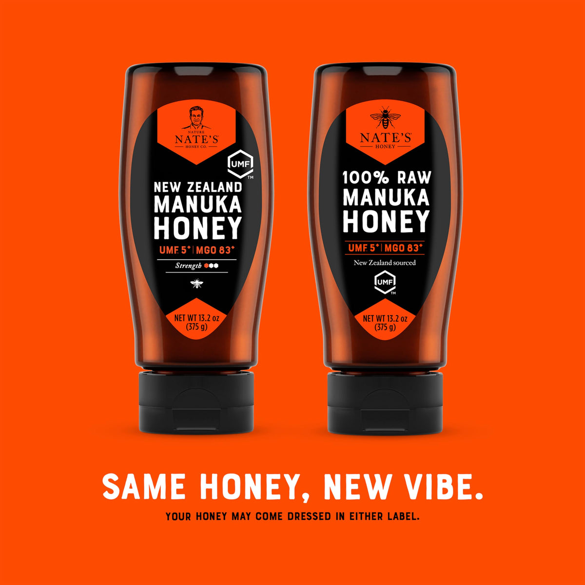 Nate's Raw Manuka Honey New Zealand MGO 83+ | UMF Certified 5+ | 13.2 oz Squeeze Bottle