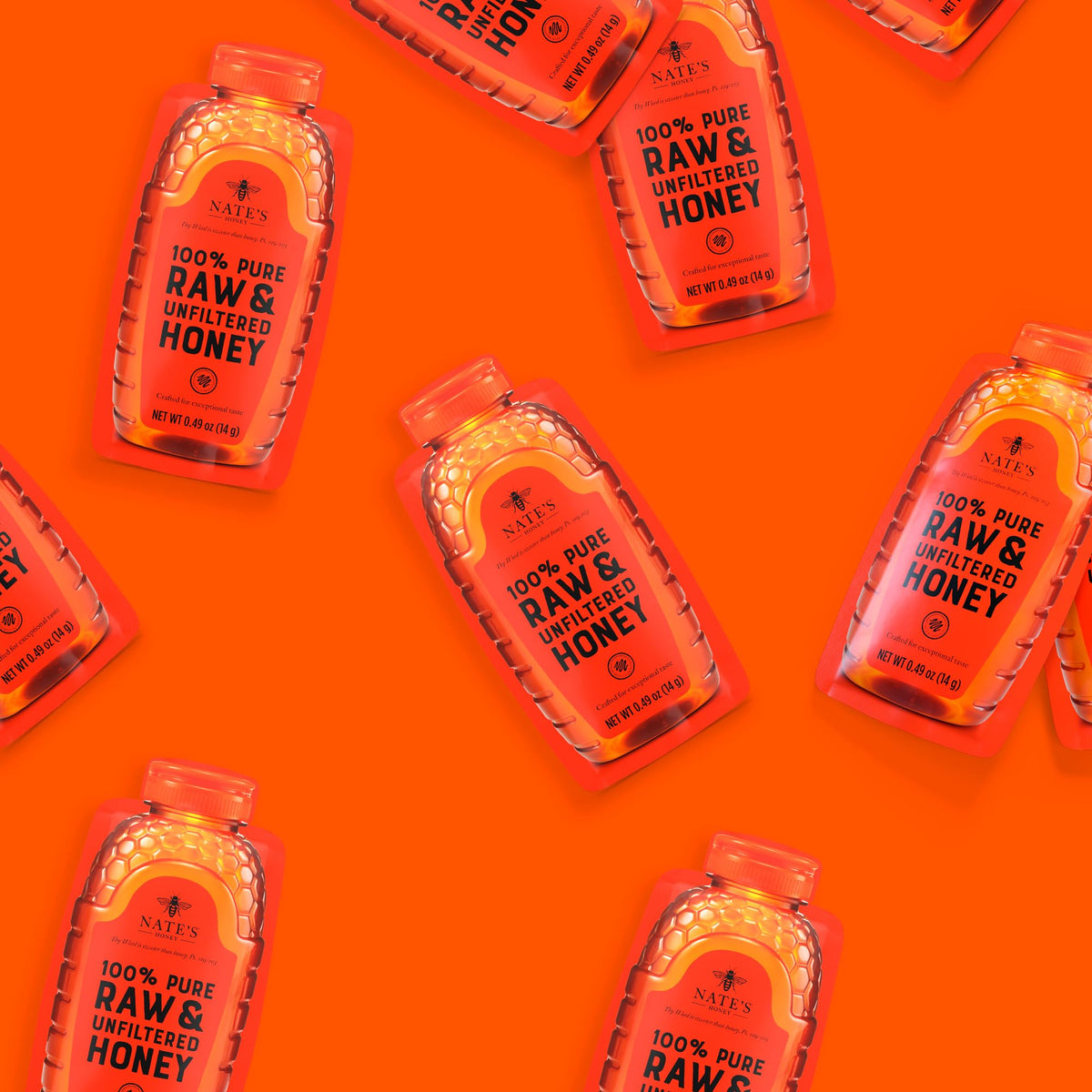 Nate's Honey Minis Bulk 400ct – Single-Serve 0.49oz Packets, 100% Pure Raw & Unfiltered Honey