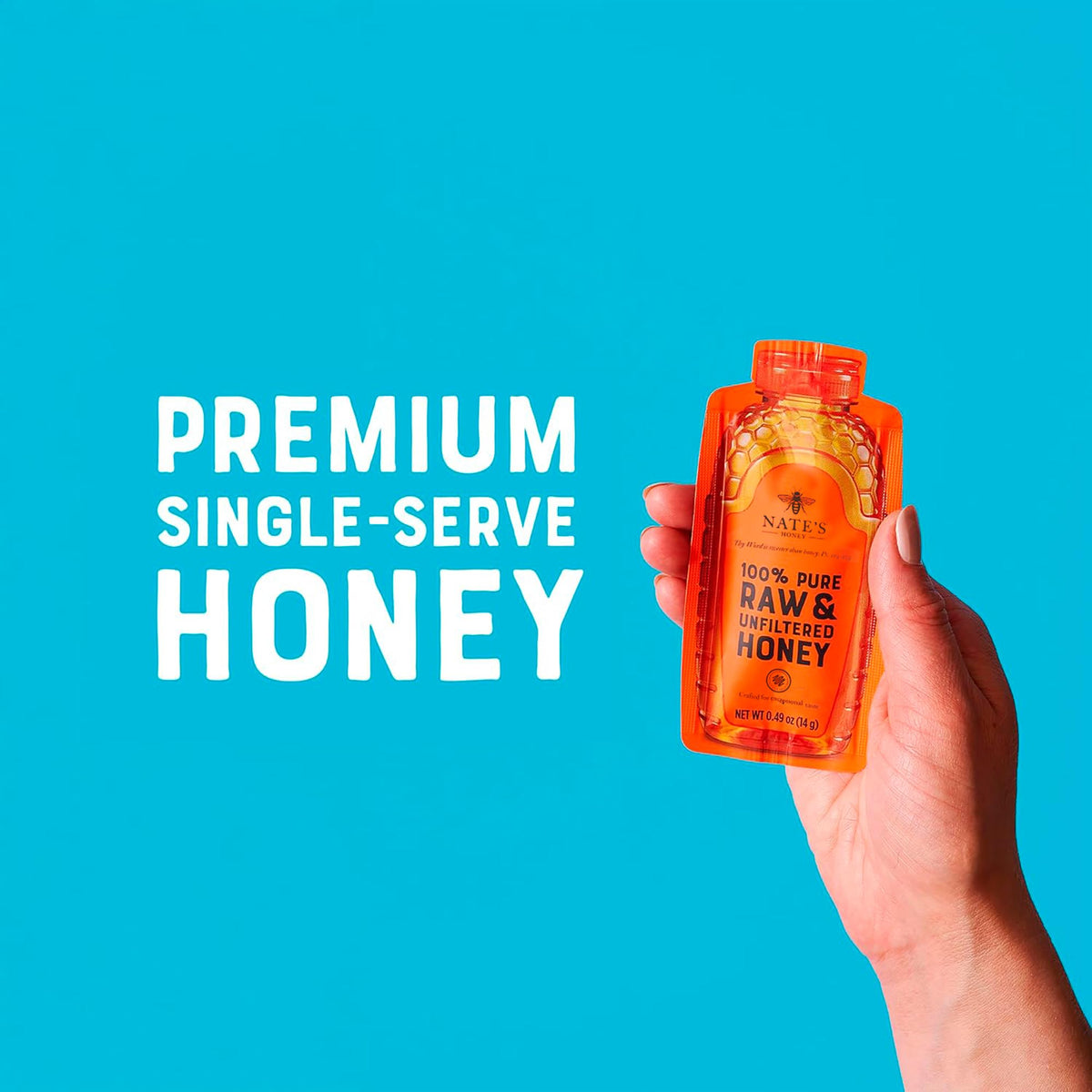 Nate's Honey Minis Bulk 400ct – Single-Serve 0.49oz Packets, 100% Pure Raw & Unfiltered Honey