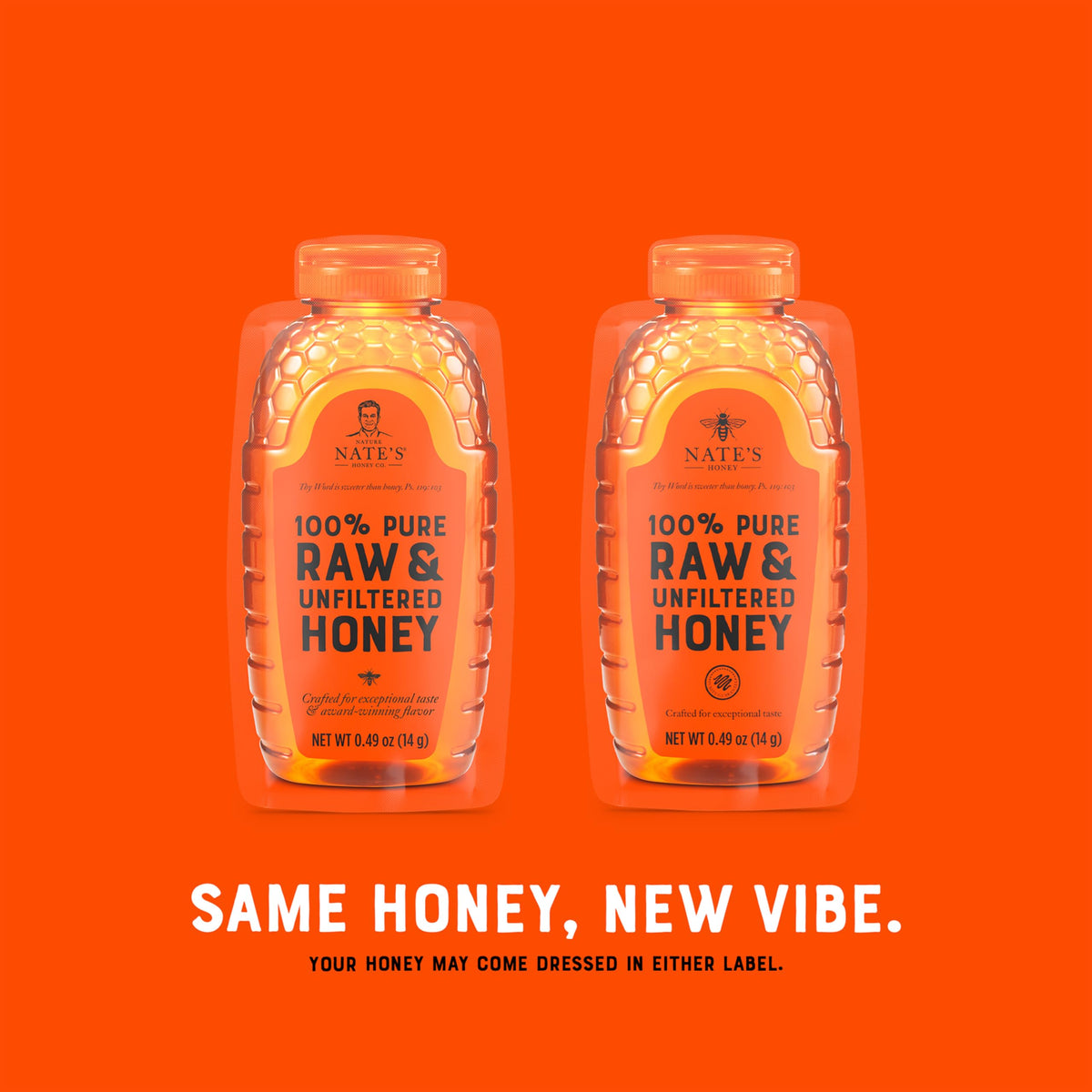 Nate's Honey Minis Bulk 400ct – Single-Serve 0.49oz Packets, 100% Pure Raw & Unfiltered Honey