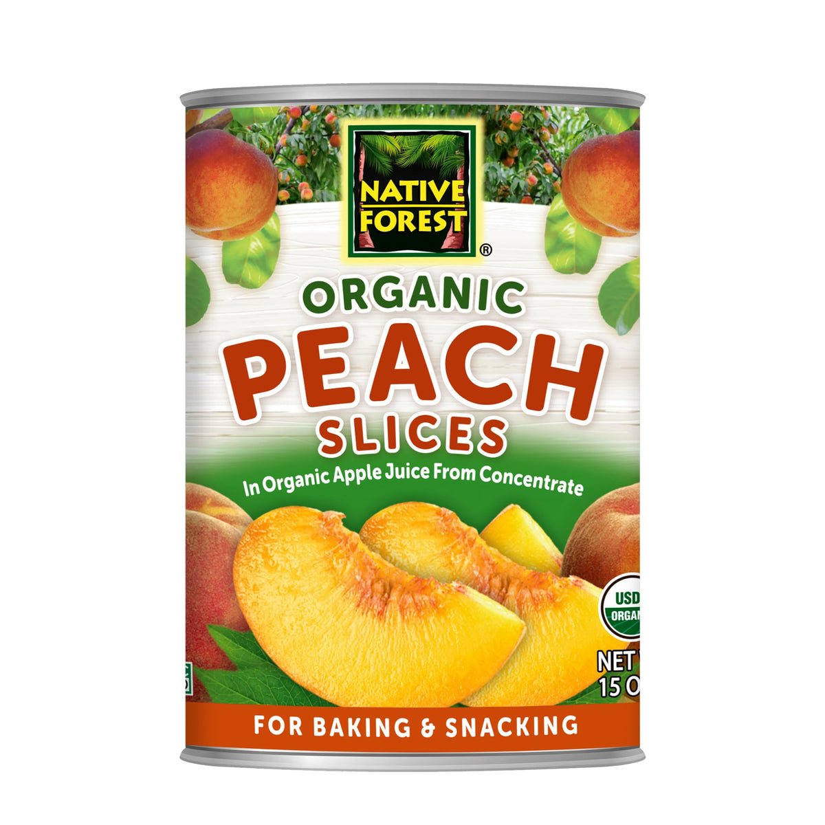 Native Forest Organic Peach Slices – Canned in Natural Juice, 15 oz (Pack of 6)
